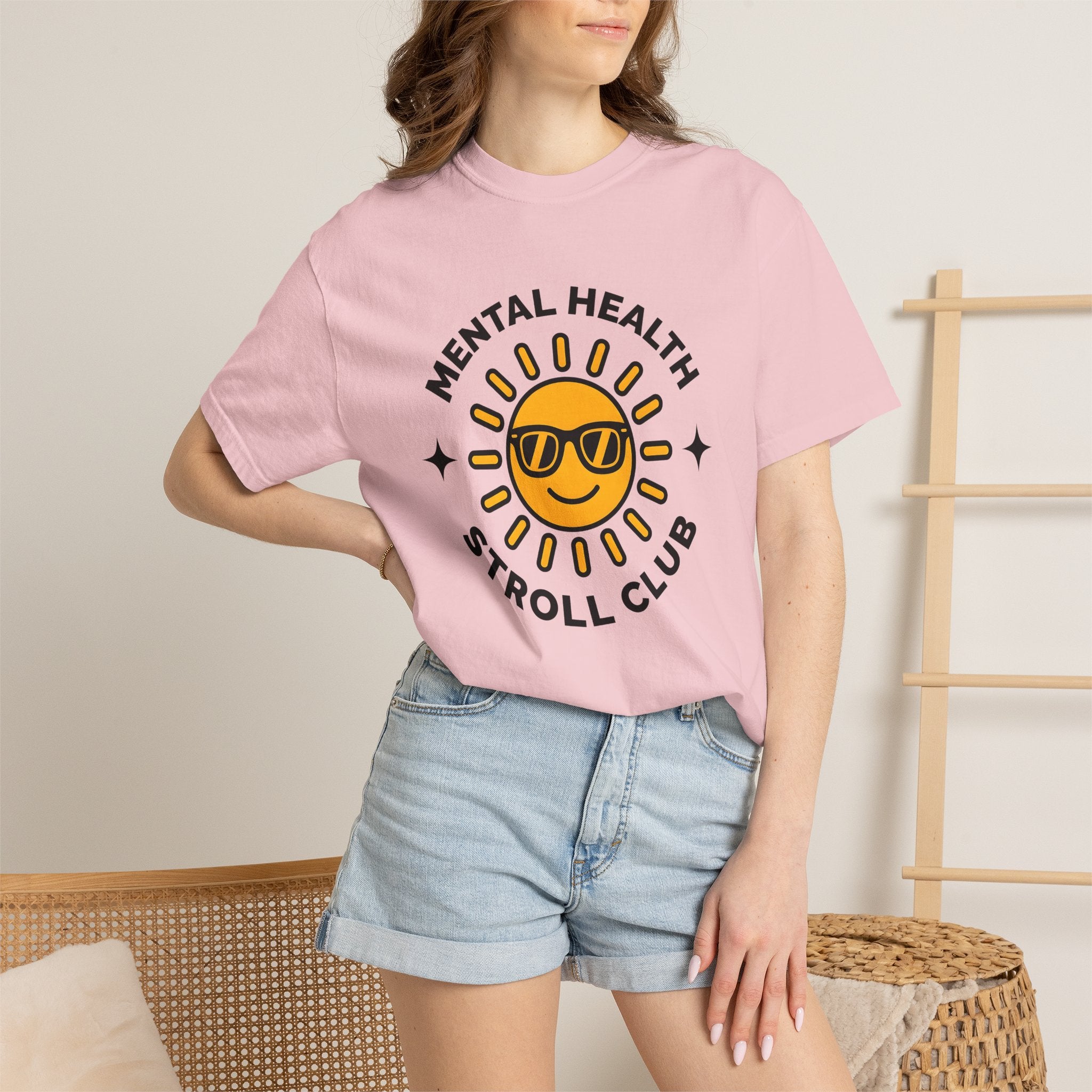 Happy Sun Shirt Mental Health Self Care Gift Women Modern Graphic Tee Sunshine T-Shirt Wellness Enthusiast Graphic Tshirt Mindfulness
