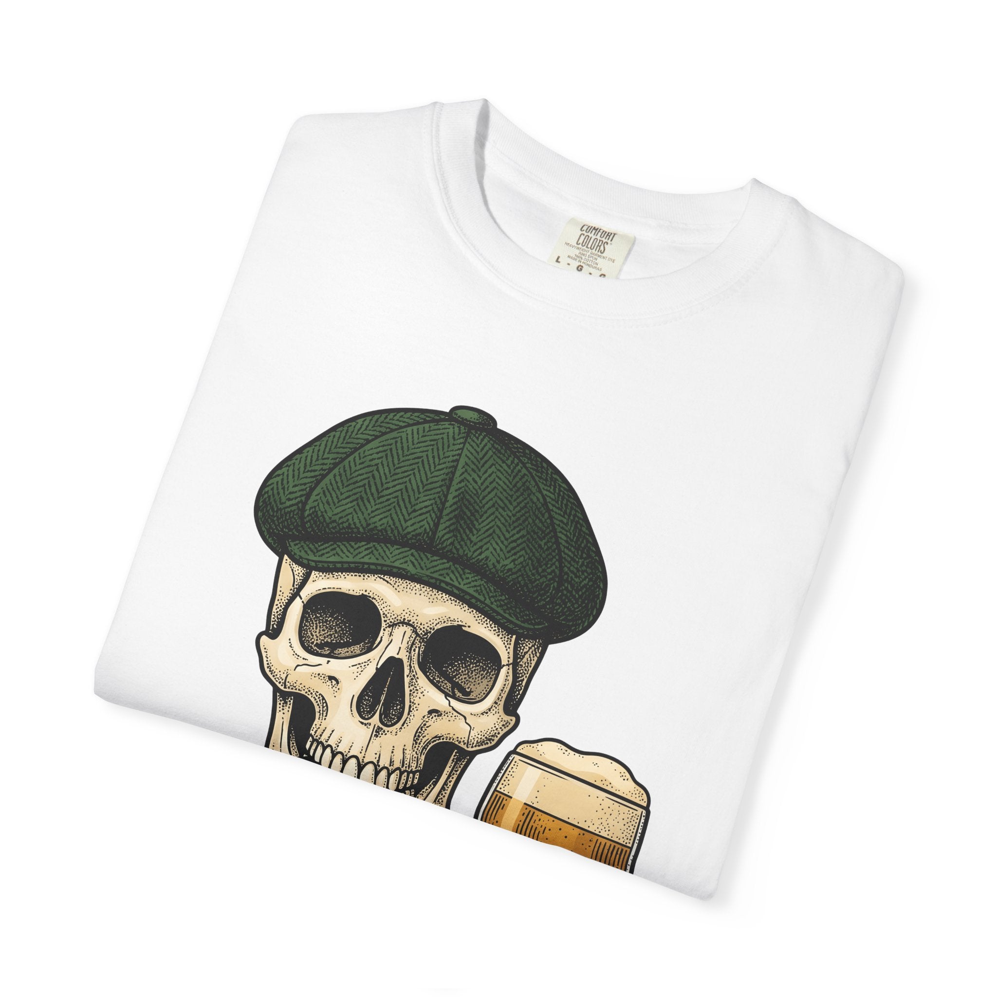 Skull Lager Shirt St Patrick's Day Booze Gift Women Distressed Tee Beer T-Shirt Shamrock Fan Vintage Tshirt Drinking Graphic Line Art