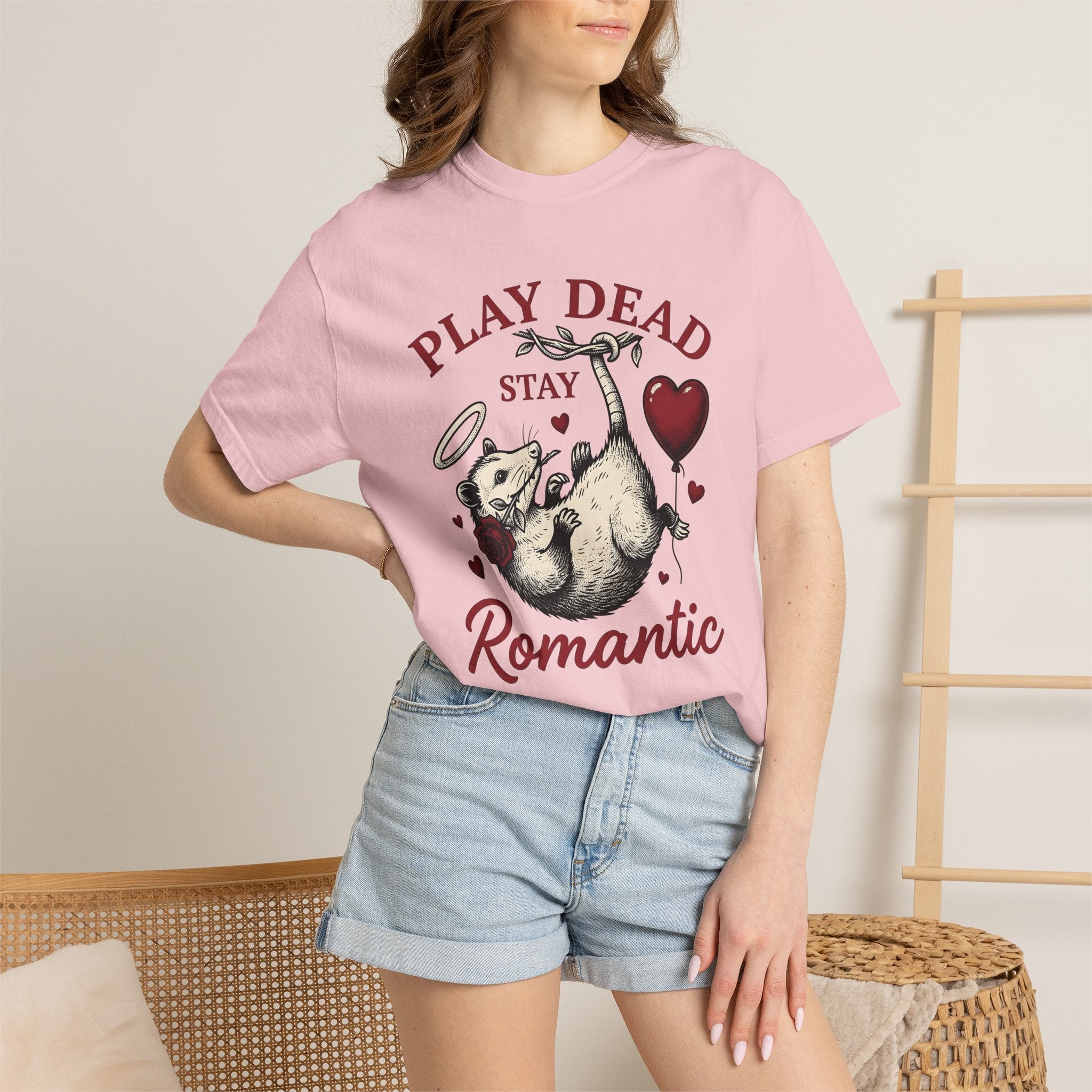 Opossum Art Shirt St. Valentine's Day Critter Gift Women Classic Tee Possum T-Shirt Valentine Fan Vintage Tshirt Animal Graphic Line Art