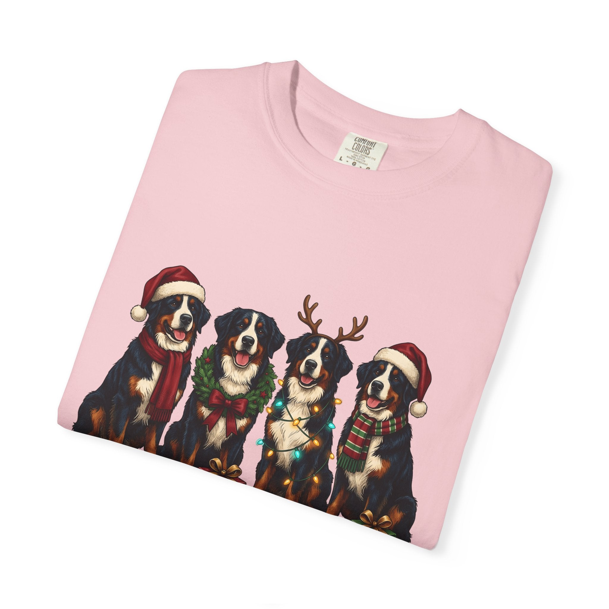 Bernese Mountain Dog Shirt Dog Christmas Gift Women Holiday Graphic Tee Berner T-Shirt Dog Fan Vintage Tshirt Xmas Graphic Retro Presents