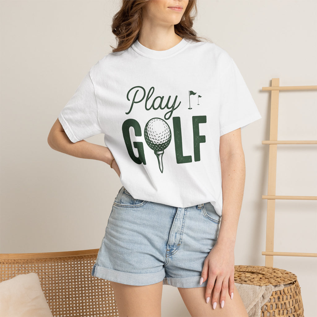 Golf Ball Tee Shirt Golf Hiking Gift Women Hand Drawn Tee Golf Tee Golfing Enthusiast Drawing Illustration Trekker Graphic Sketch Flag