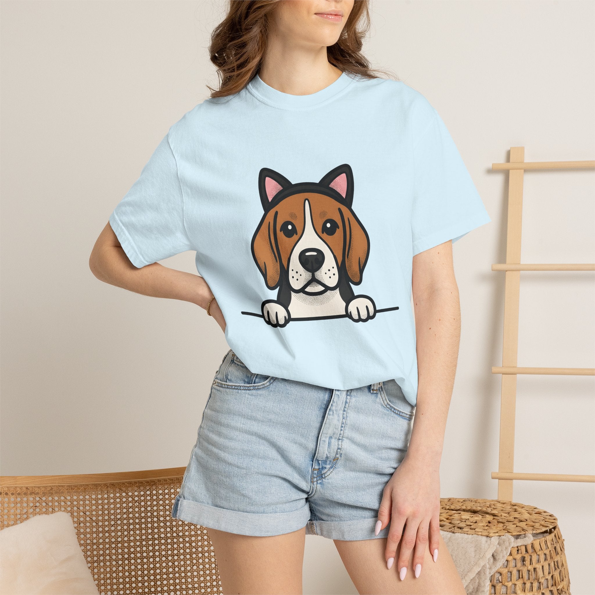 Beagle Puppy Shirt Dog Animal Gift Women Comic Tee Hound T-Shirt Dog Fan Cartoon Tshirt Wildlife Graphic Simple Feline Ears Tshirt