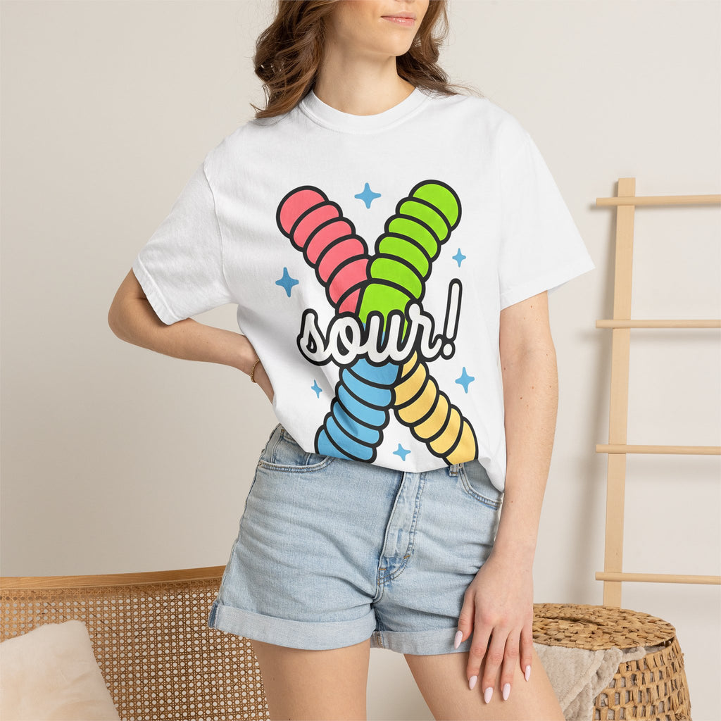 Gummy Worms Shirt St. Valentine's Day Candy Gift Women Cartoon Tee Jelly T-Shirt Valentine Fan Comic Tshirt Sweets Graphic Bold Stars Tshirt