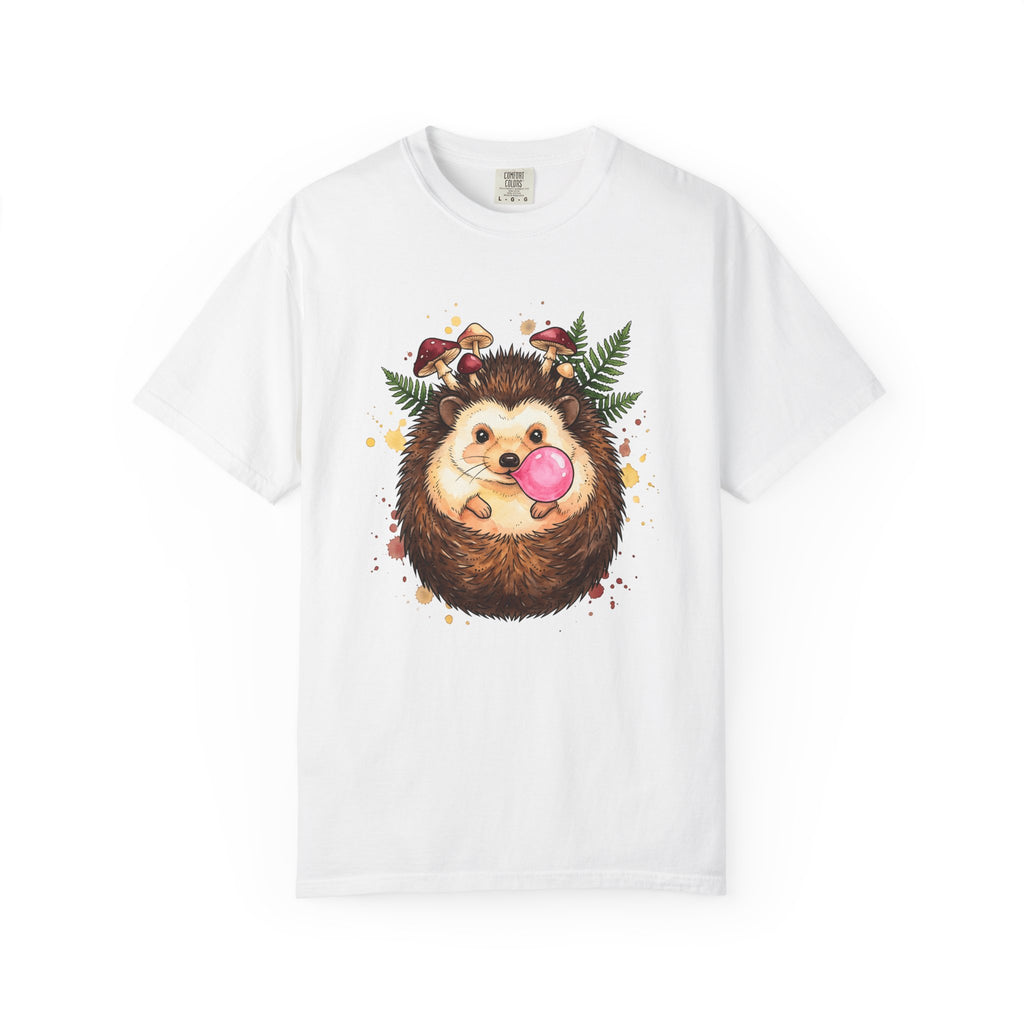 Hedgehog Art Shirt Animals Vintage Gift Women Paint Tee Porcupine T-Shirt Wildlife Enthusiast Painter Tshirt Retro Graphic Line Art Fungus
