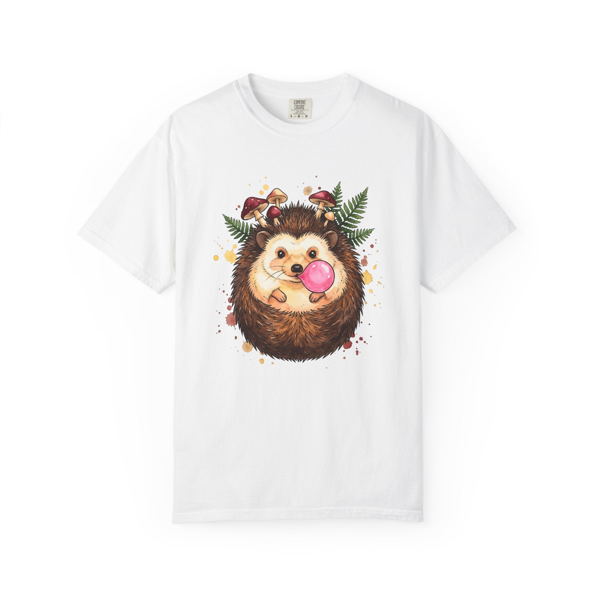 Hedgehog Art Shirt Animals Vintage Gift Women Paint Tee Porcupine T-Shirt Wildlife Enthusiast Painter Tshirt Retro Graphic Line Art Fungus