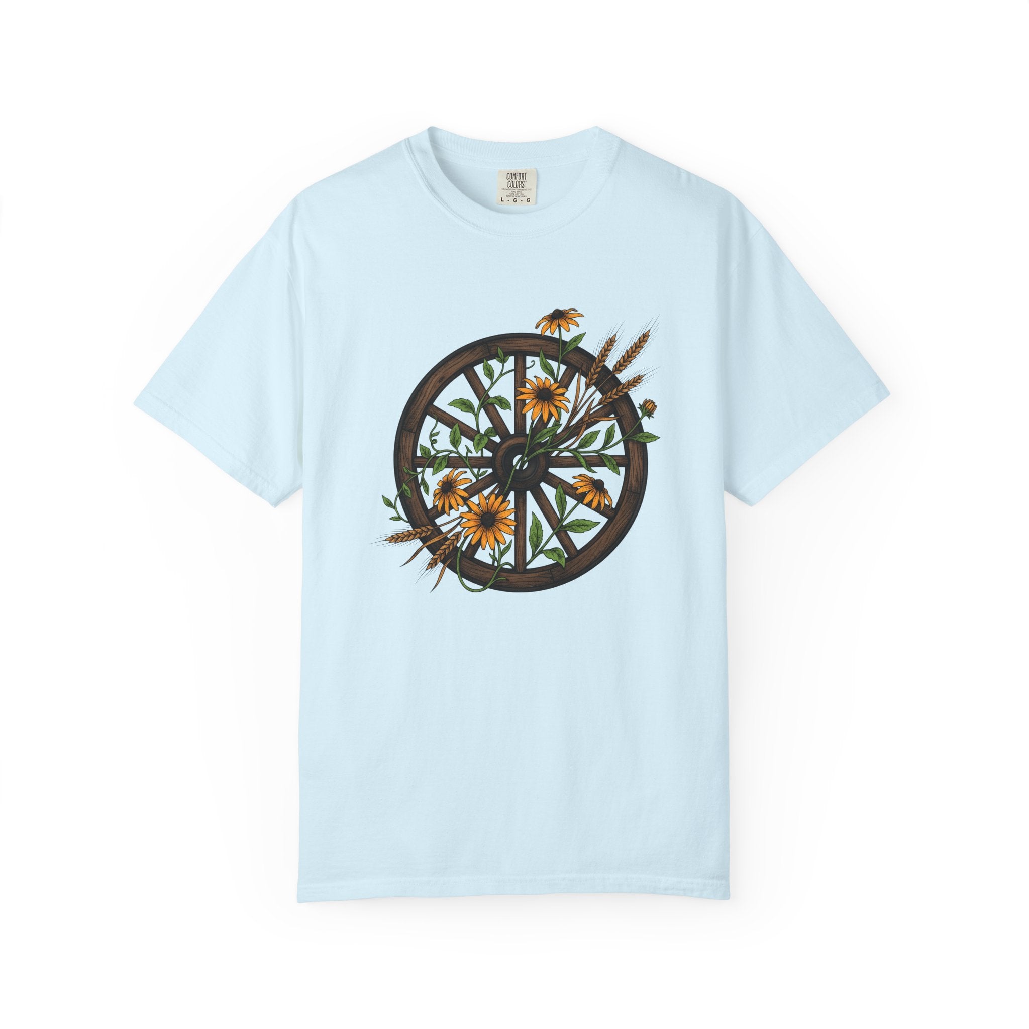Cart Wheel Flower Shirt Cottagecore Country Gift Women Floral Tee Wagon Wheel T-Shirt Homesteader Fan Botanical Tshirt Rural Graphic Retro