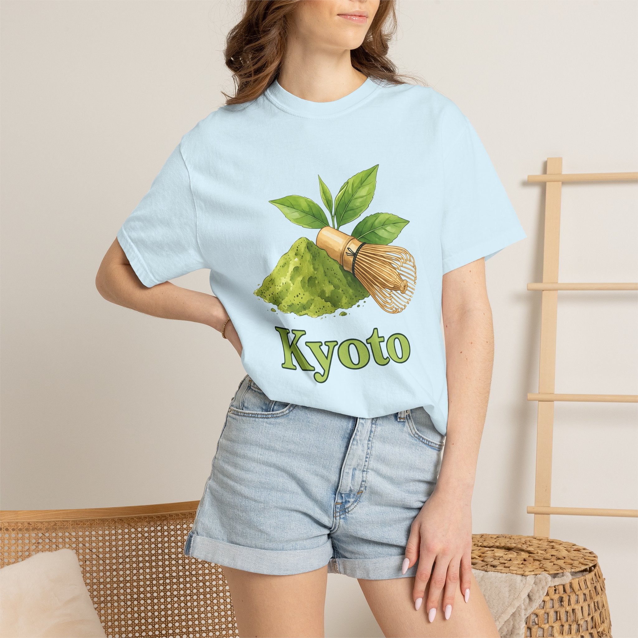 Matcha Tea Shirt Drinks Japan Gift Women Watercolor Tee Green Tea T-Shirt Beverage Fan Watercolour Tshirt Japanese Graphic Hand Drawn Bamboo