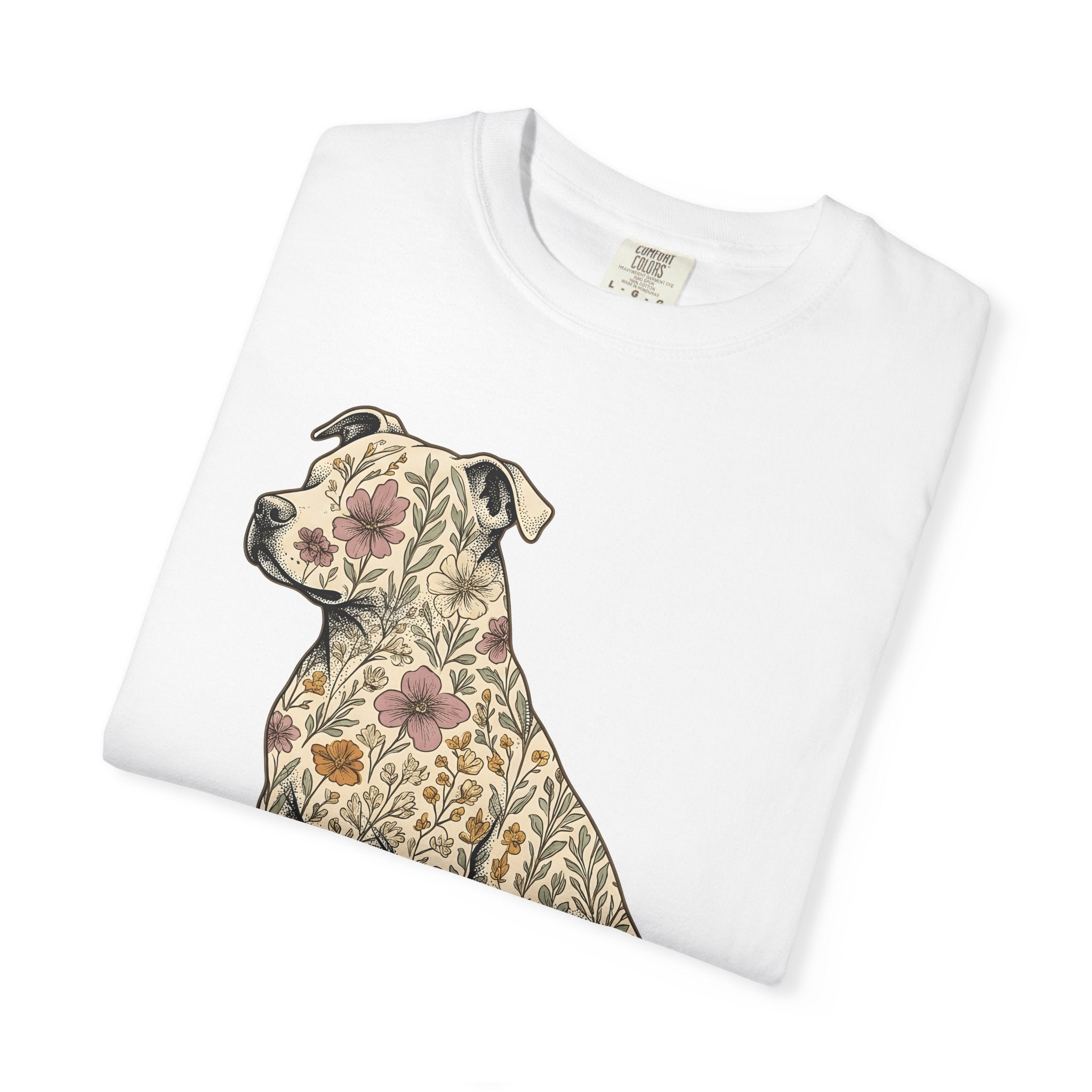 Blossom Dog Shirt Dog Wildlife Gift Women Tribal Tee Puppy T-Shirt Dog Fan Canine Graphic Tshirt Classic Garden Flowers Tshirt