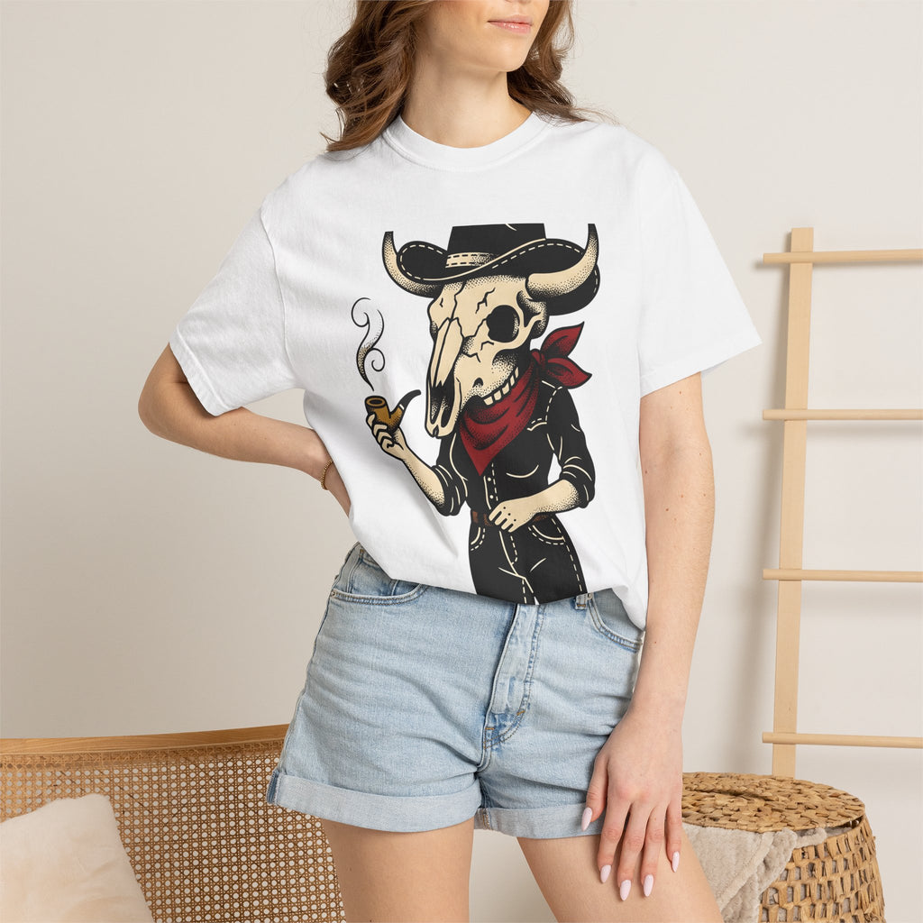 Skull Cowboy Shirt Cowgirl Country Gift Women Line Art Tee Sugar Skull T-Shirt Rodeo Fan Tattoo Graphic Tshirt Old School Neckerchief Tshirt