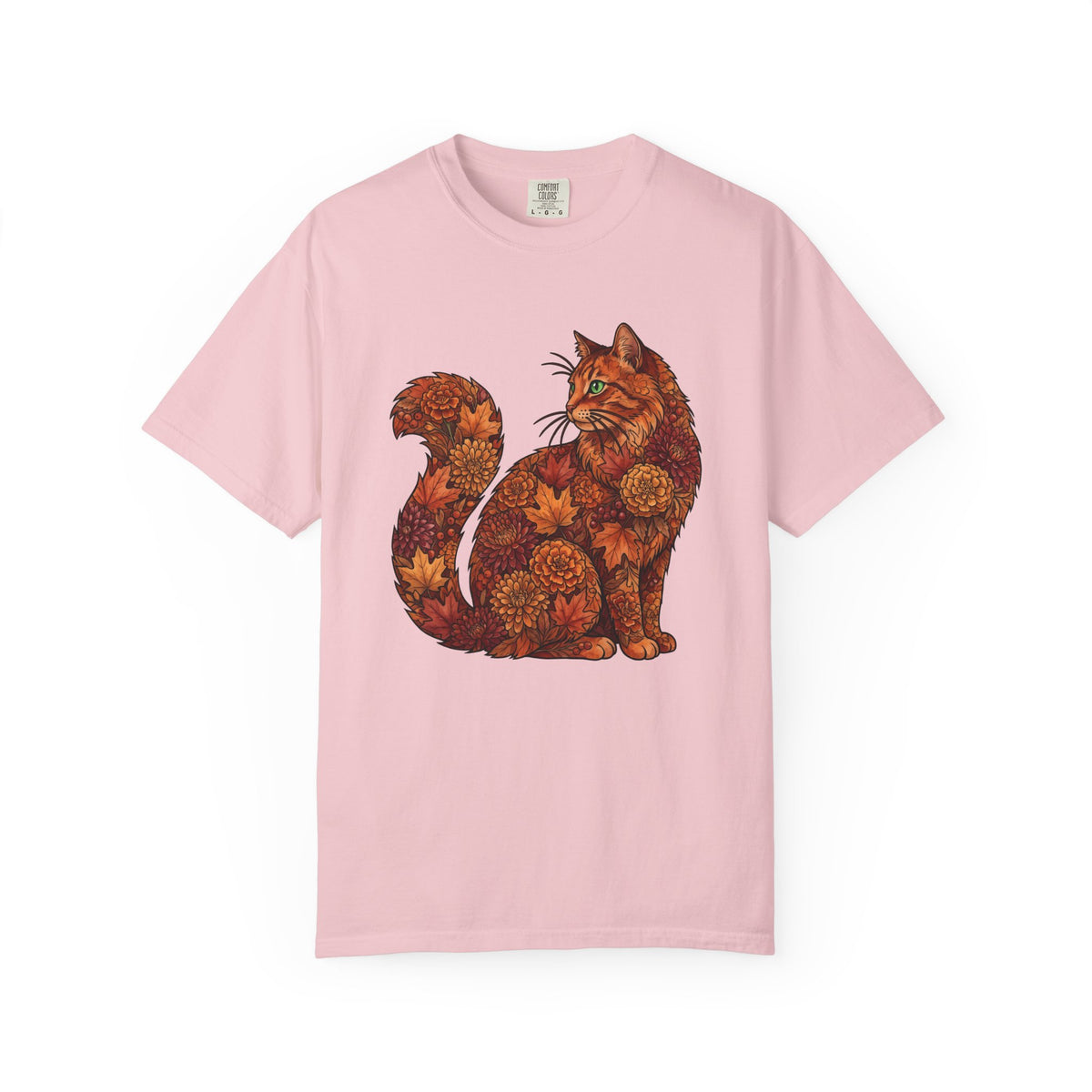 Floral Kitty Shirt Cat Pumpkins Unisex Gift Free Spirit Tee Cat T-Shirt Cat Fan