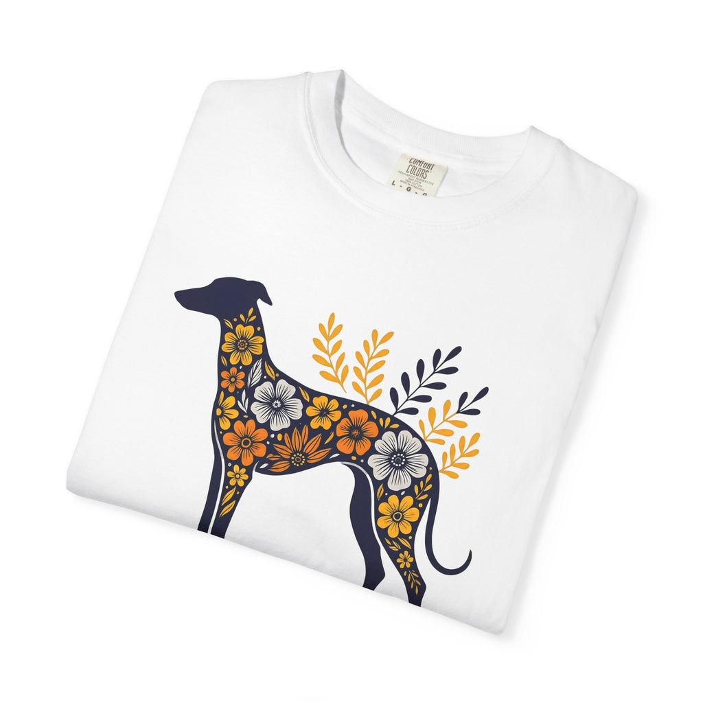 Greyhound Puppy Shirt Dog Wilderness Gift Women Flower Tee Whippet T-Shirt Dog Fan Floral Tshirt Nature Graphic Clean Bloom Tshirt