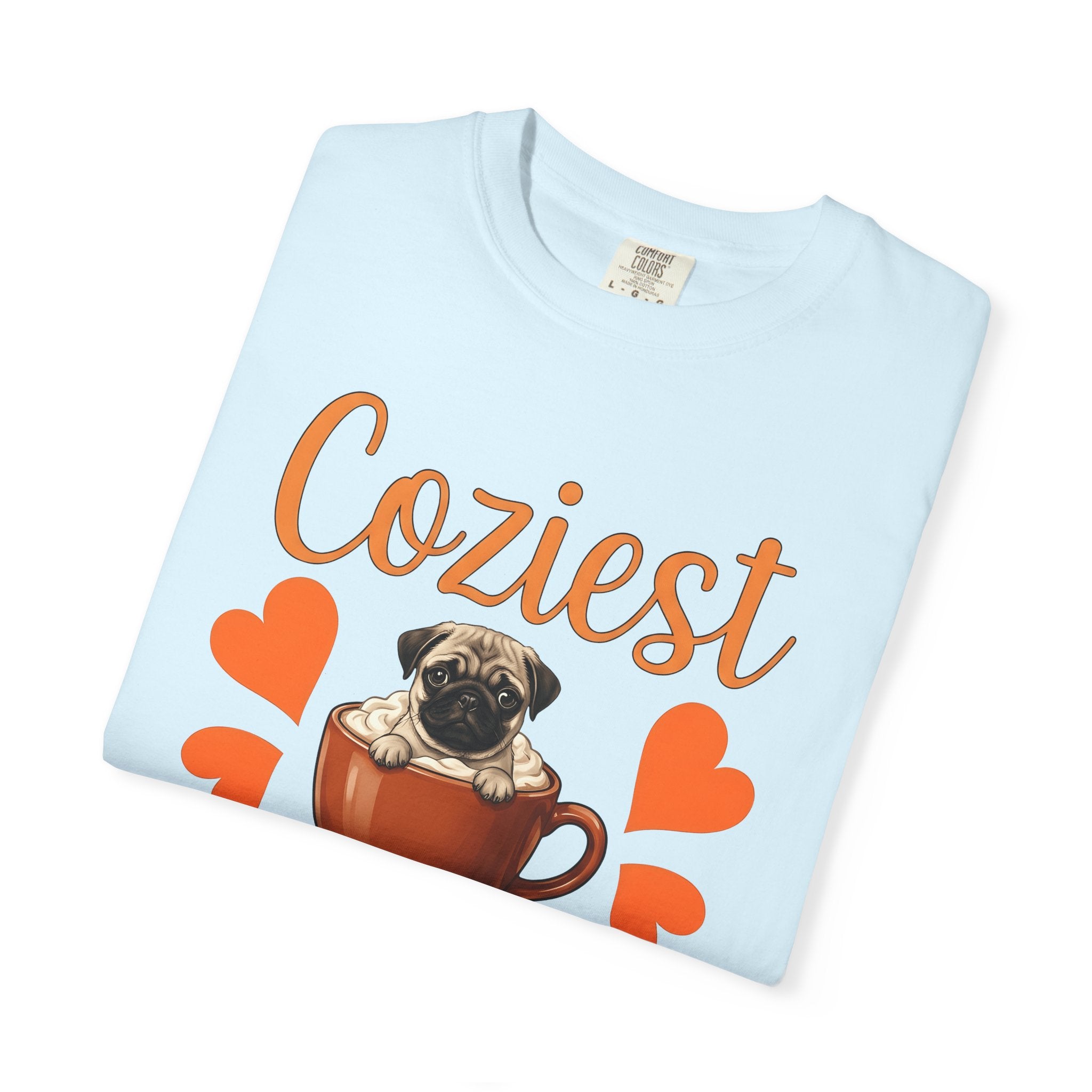 Pug Coffee Cup Shirt Dog Coffee Gift Women Cute Tee Coffee Mug T-Shirt Dog Fan Coffee Cup Tshirt Caffee Graphic Retro Hearts Tshirt