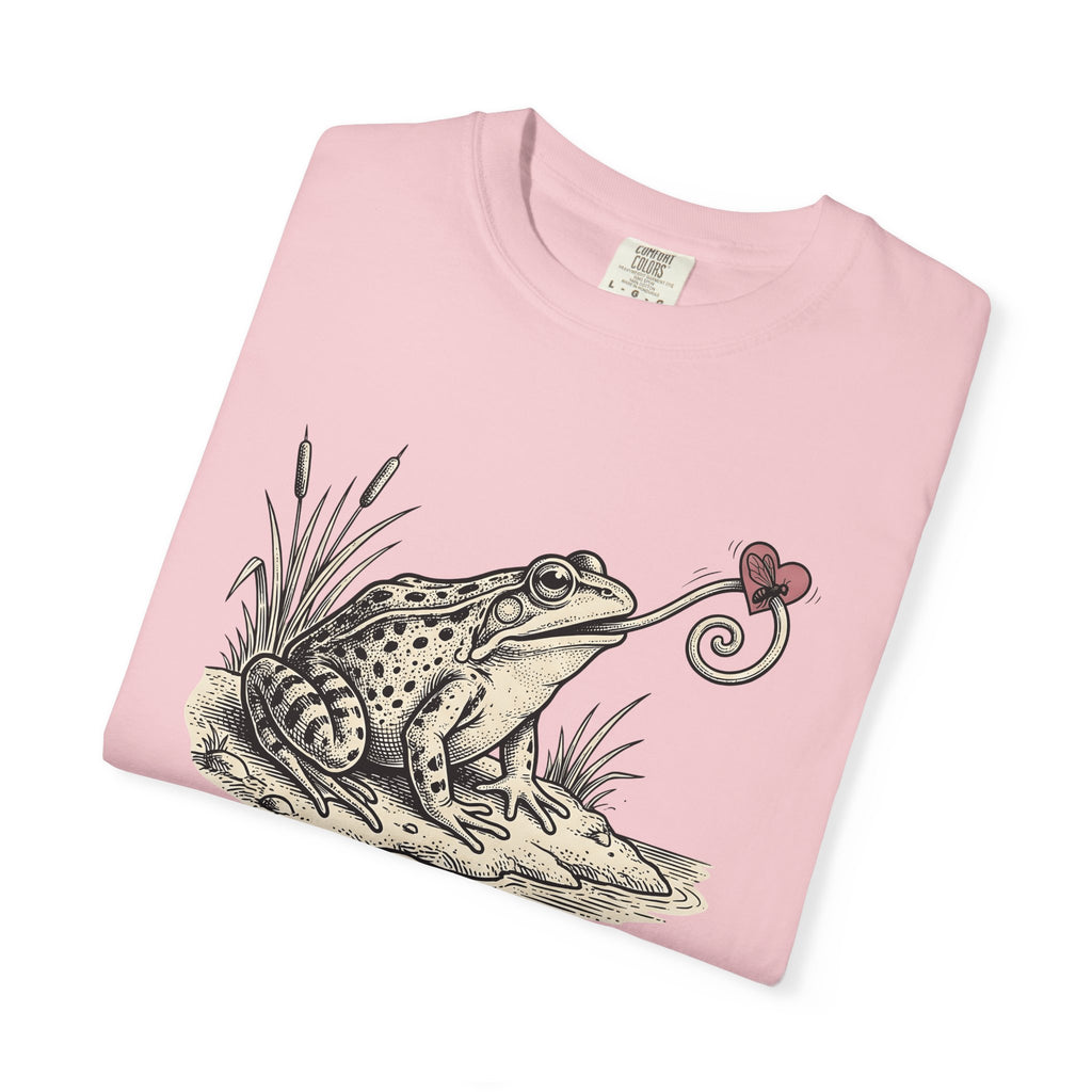 Frog Illustration Shirt St. Valentines Day Pet Gift Women Retro Tee Toad T-Shirt Valentine Fan Vintage Tshirt Animal Graphic Sketch Love
