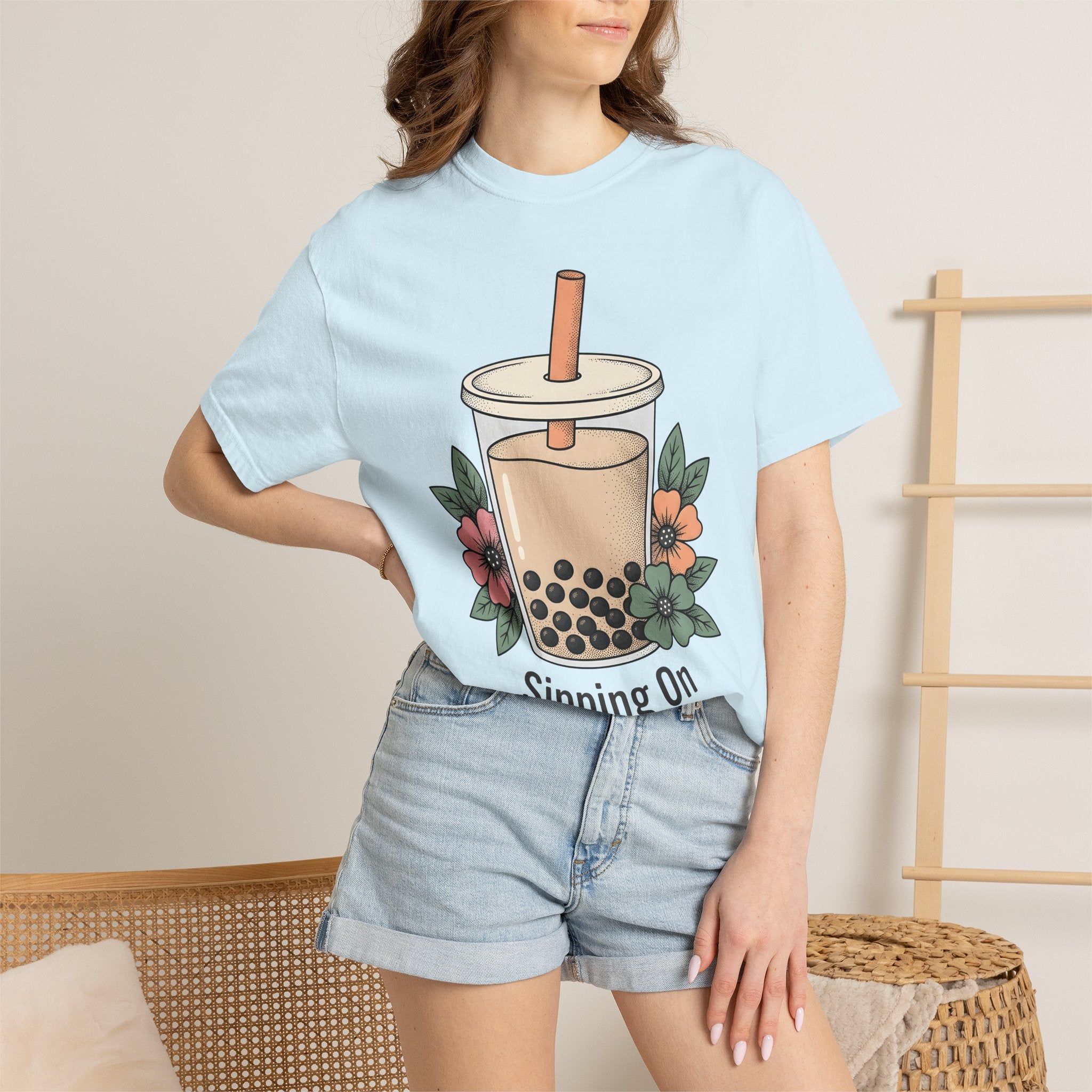 Pearl Tea Shirt Drinks Eatery Gift Women Indie Tee Boba T-Shirt Beverage Fan Bubble Tea Tshirt Cafe Graphic Old School Bloom Tshirt