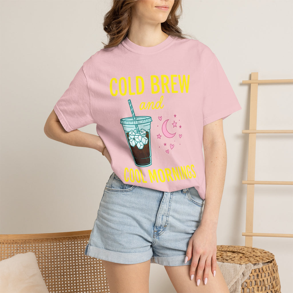 Iced Coffee Shirt Coffee Breakfast Gift Women Playful Tee Cold Brew T-Shirt Coffee Fan Caffeinated Graphic Morning Illustration Minimalist