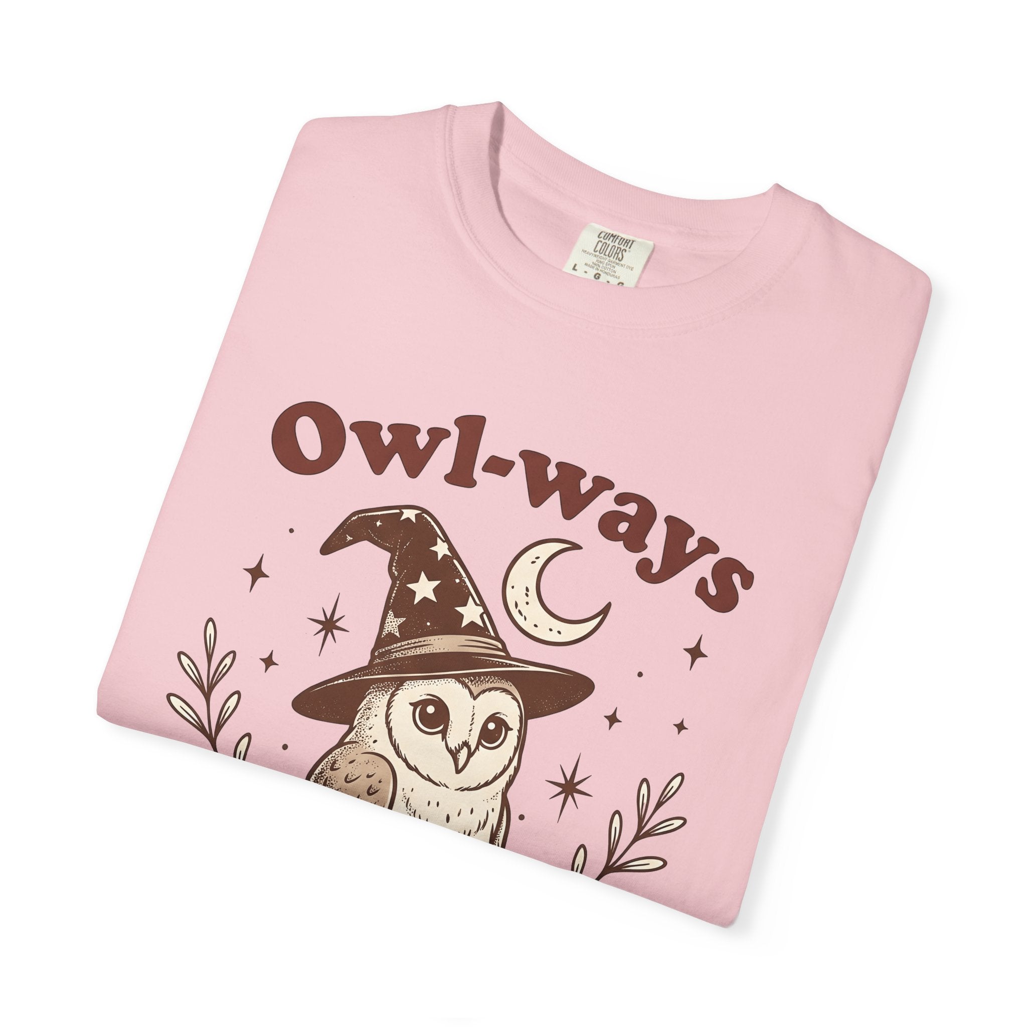 Owl Warlock Hat Shirt Halloween Mystic Gift Women Old School Tee Wizard Hat T-Shirt Horror Fan Witchery Graphic Tshirt Outline Nightlight