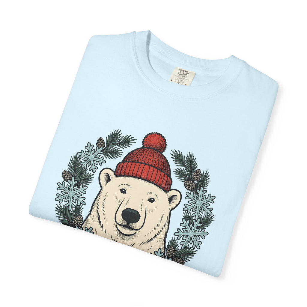 White Bear Shirt Christmas Wildlife Gift Women Sketch Tee Polar Bear T-Shirt Xmas Fan Arctic Animal Graphic Tshirt Retro Winter Flakes
