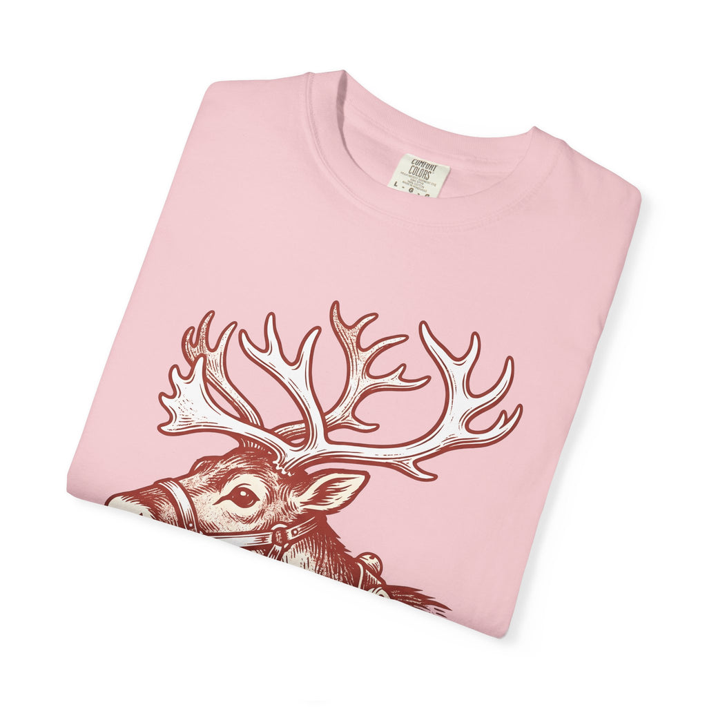 Deer Shirt Christmas Wildlife Gift Women Retro Tee Fawn T-Shirt Xmas Fan Holiday Tshirt Animal Graphic Sketch Bells Tshirt
