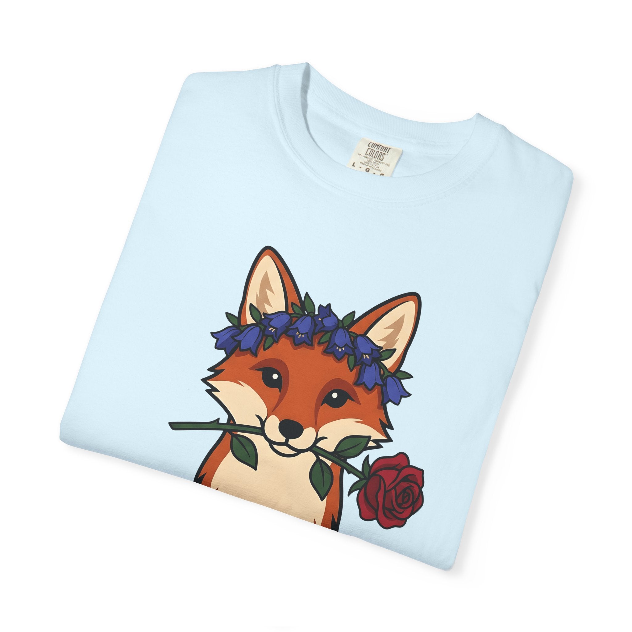 Fox Floral Wreath Shirt Animals & Flowers Forest Gift Women Adorable Tee Fox T-Shirt Wildlife Fan Cute Tshirt Woods Graphic Animation