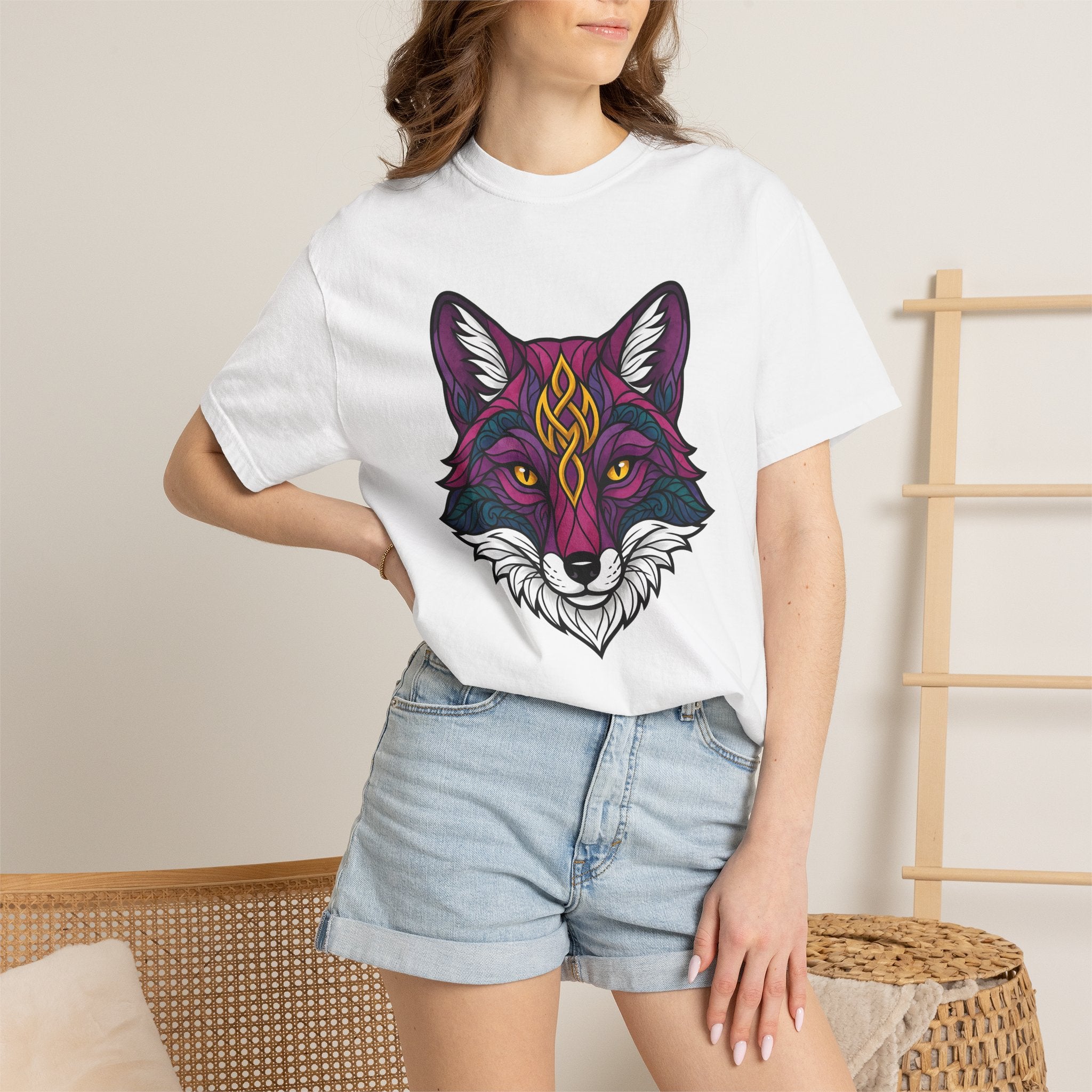 Fox Face Shirt Animals Magic Gift Women Hippie Tee Fox T-Shirt Wildlife Fan Bohemian Tshirt Mystical Graphic Trippy Mandala Design Tshirt