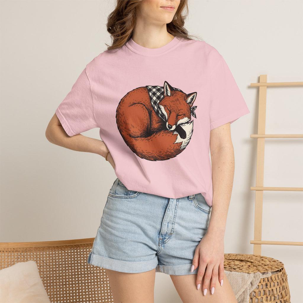 Resting Fox Shirt Fox Nature Gift Women Line Art Tee Fox T-Shirt Fox Fan Minimalist Tshirt Wildlife Graphic Cartoon Kerchief Tshirt
