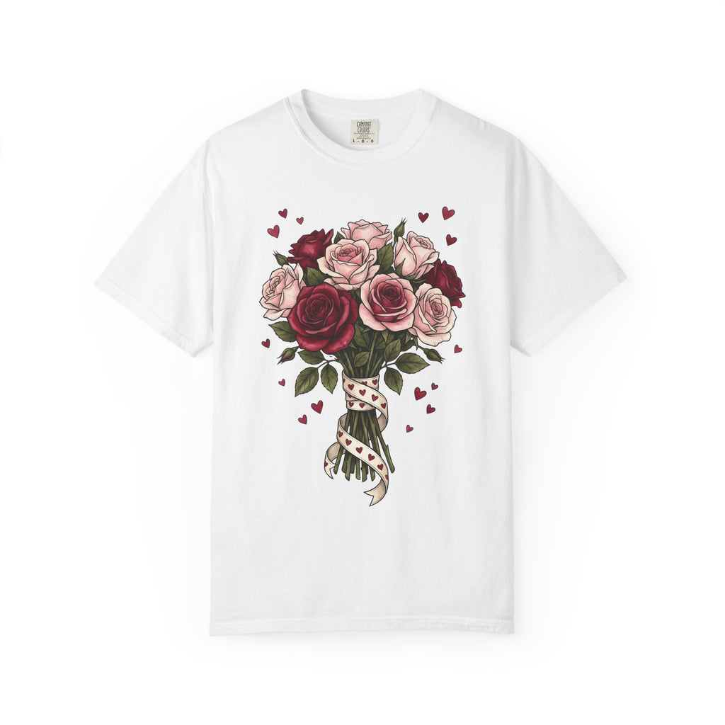 Flower Bouquet Shirt St. Valentines Day Blossoms Gift Women Sketch Tee Floral Arrangement T-Shirt Valentine Fan Hand Drawn Tshirt Floral