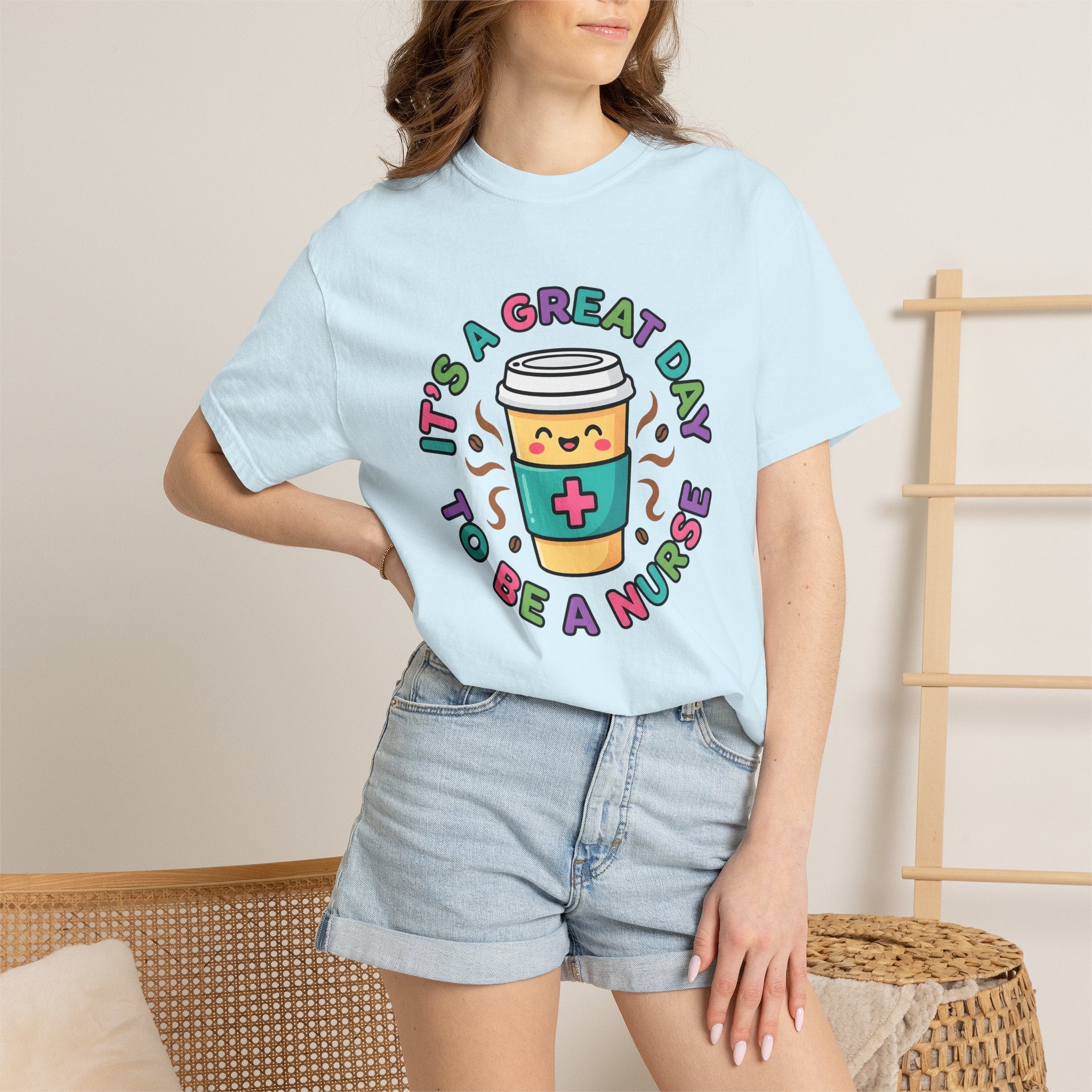Coffee Cup Character Shirt Nurse Coffee Gift Women Cute Tee Mug T-Shirt Nursing Enthusiast Coffee Cup Tshirt Graphic Cartoon Medical Cross