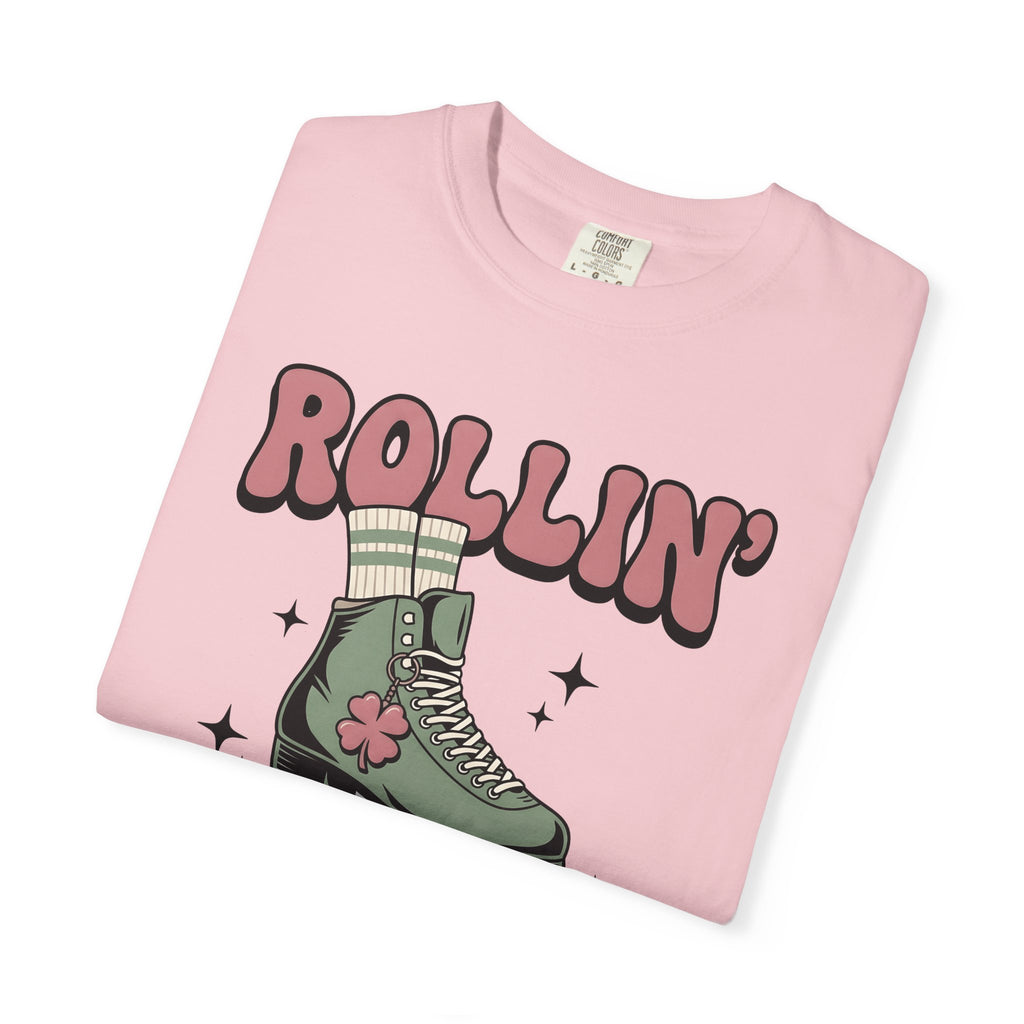 Roller Skate Shirt St Patrick's Day Roller Skates Gift Women Retro Tee Skateboard T-Shirt Patrick's Day Enthusiast Retro Tshirt Skating