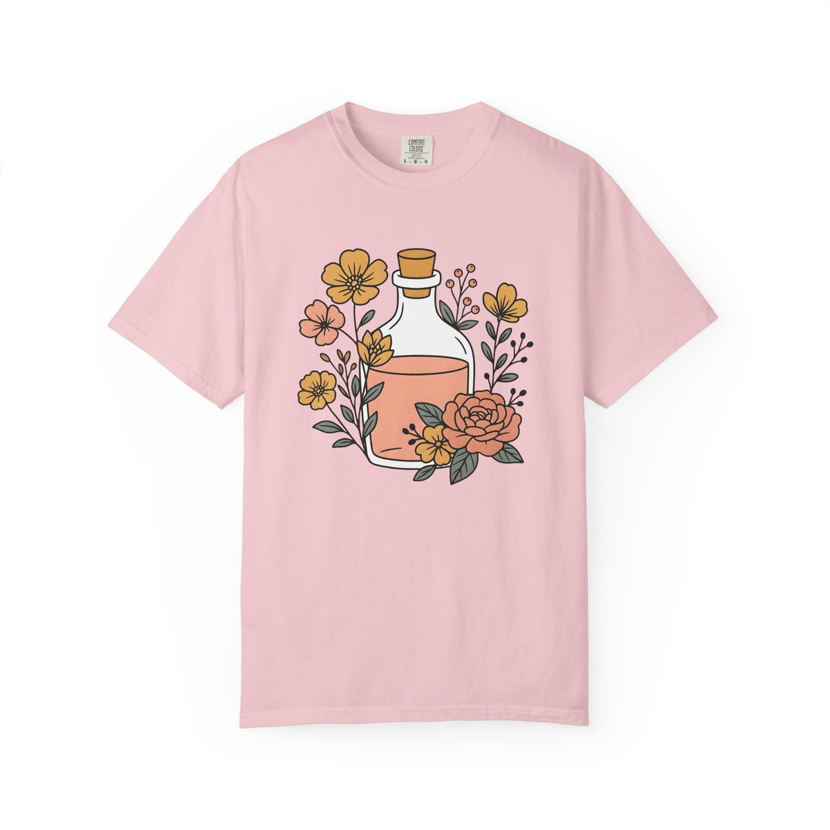 Potion Bottle Shirt Halloween Botanical Gift Women Floral Graphic Tee Apothecary T-Shirt Spooky Fan Graphic Tshirt Floral Illustration