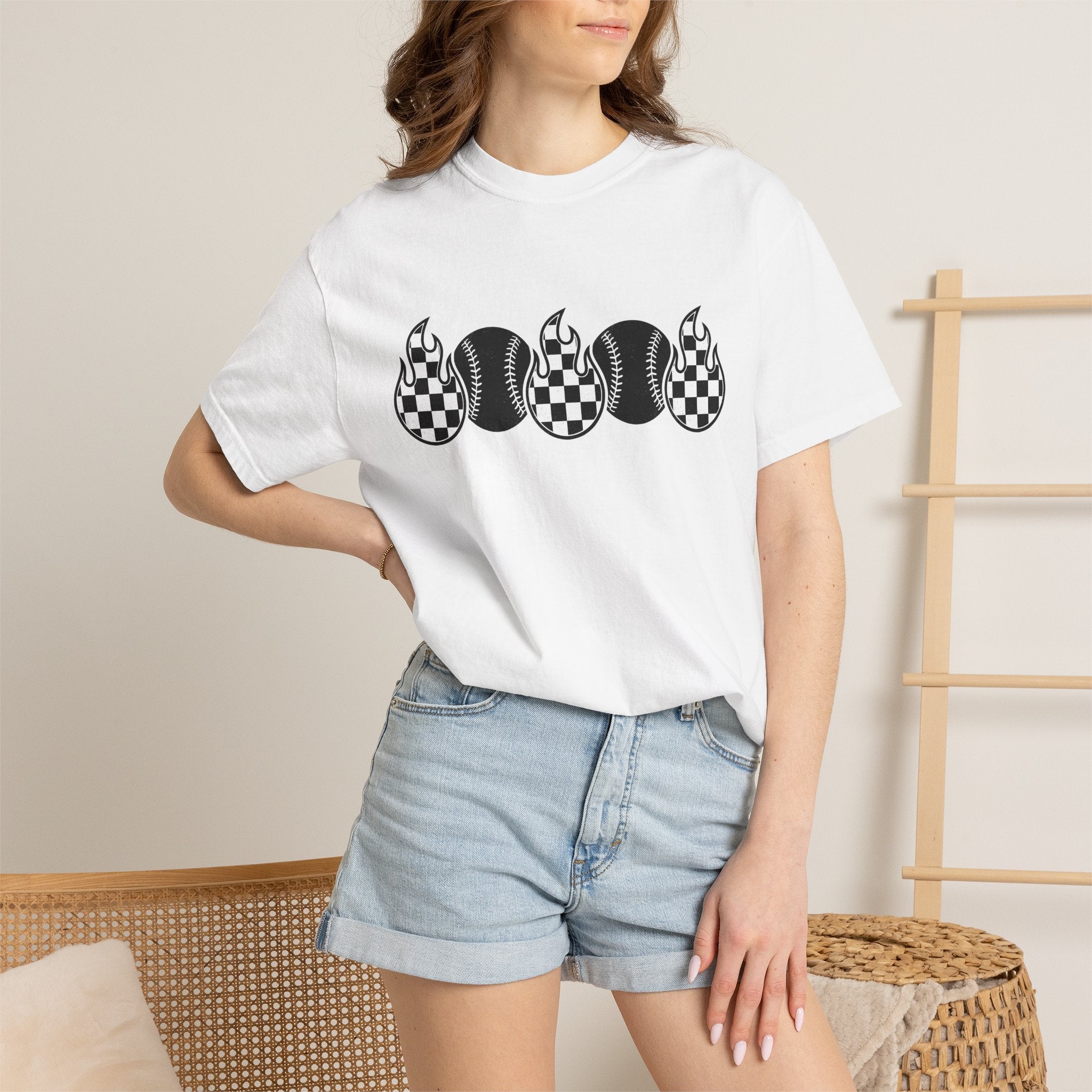 Baseball Flames Shirt Moms Competition Gift Women Sketch Tee Fireball T-Shirt Mom Fan Drawing Graphic Traditional Tartan Tshirt