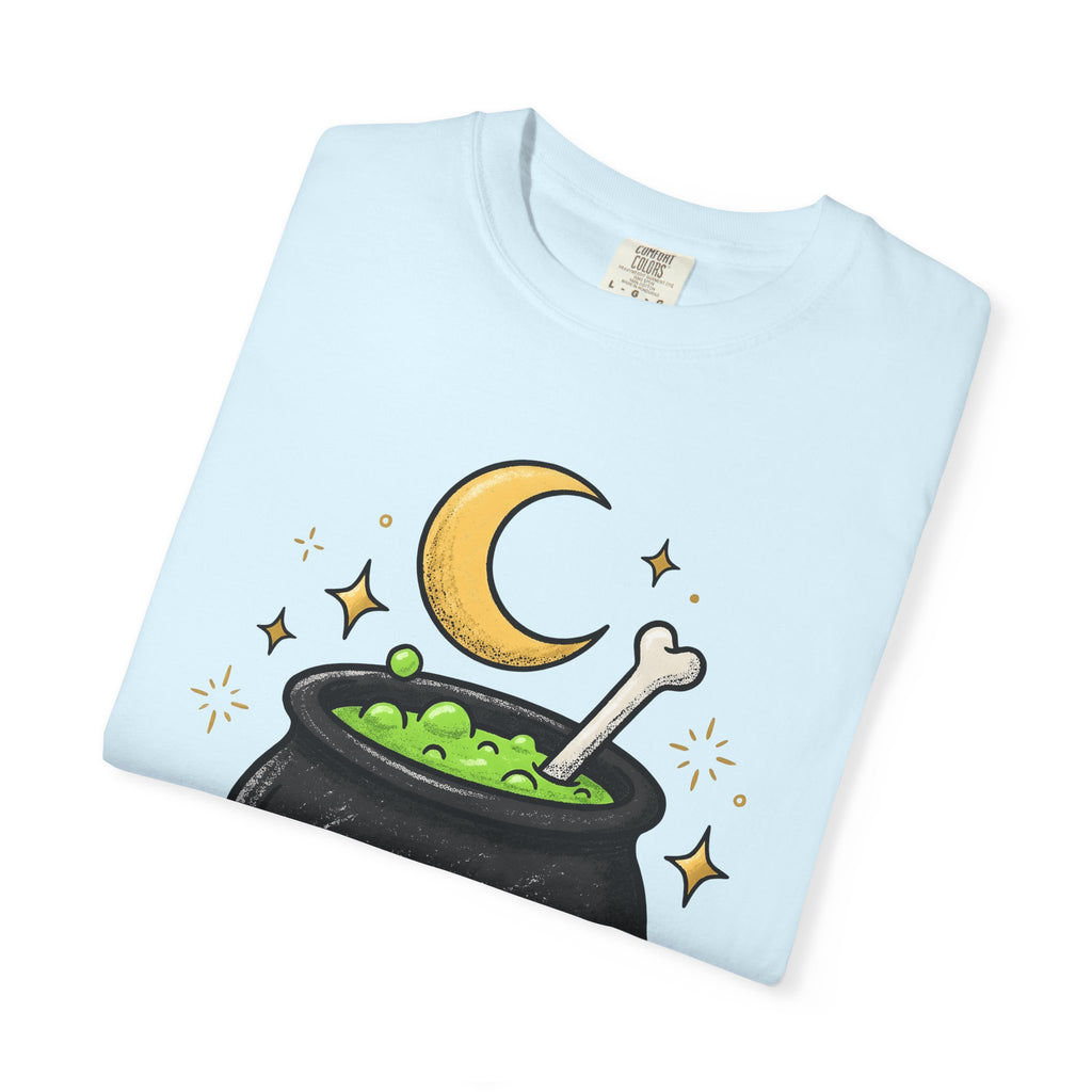 Magic Cauldron Shirt Halloween Sorcery Gift Women Animated Tee Cauldron T-Shirt Spooky Fan Cartoon Tshirt Witchcraft Graphic Doodle Lunar