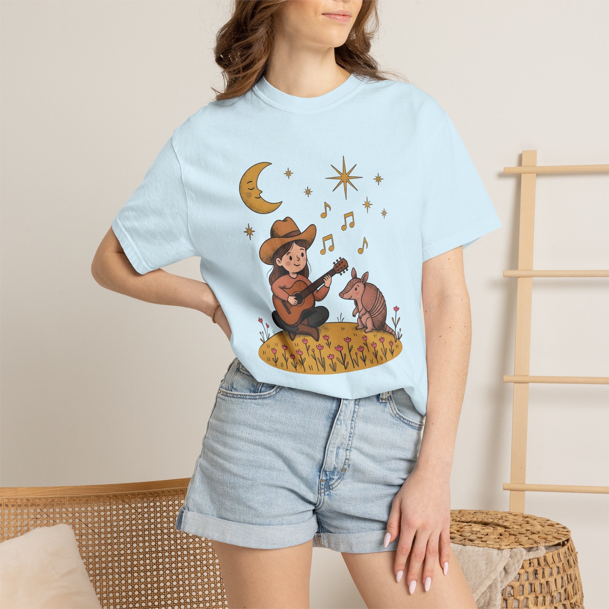 Cowgirl Guitar Shirt Cowgirl Melody Gift Women Line Art Tee Guitarist T-Shirt Cowgirl Fan Linework Tshirt Song Illustration Graphic