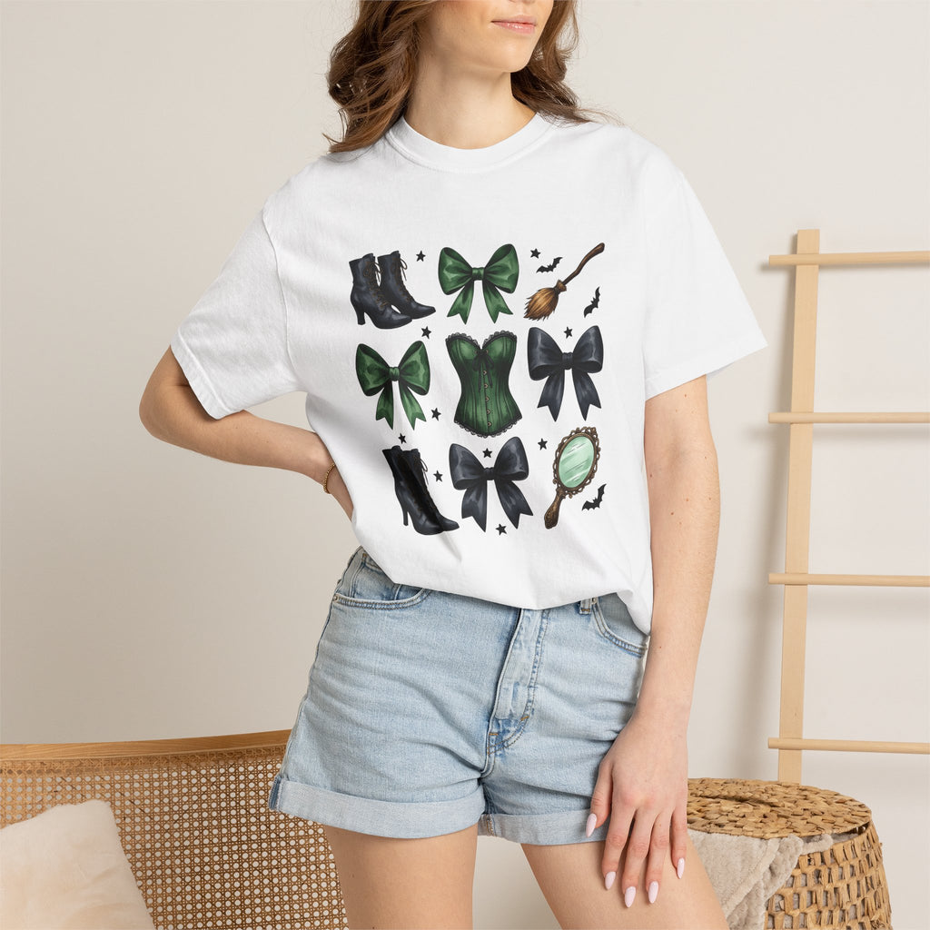 Witch Jewelry Shirt Halloween Magic Gift Women Dark Tee Jewelry T-Shirt Horror Fan Occult Tshirt Magical Graphic Retro Emerald Corset Tshirt