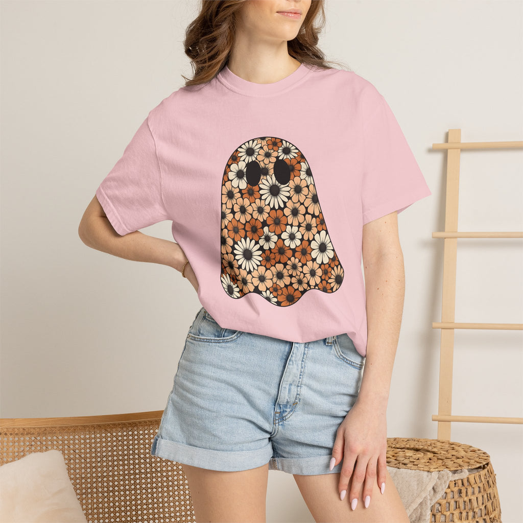 Garden Ghost Shirt Halloween Flora Gift Women Folk Tee Specter T-Shirt Spooky Fan Primitive Tshirt Botanical Graphic Old School Petal Tshirt