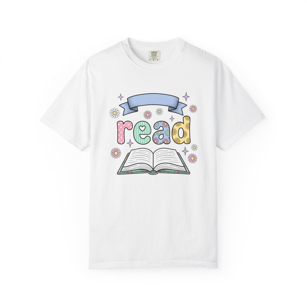 Open Book Shirt Teacher Reading Gift Women Cute Tee Booklet T-Shirt Educator Enthusiast Adorable Tshirt Literacy Graphic Pastel Flowers