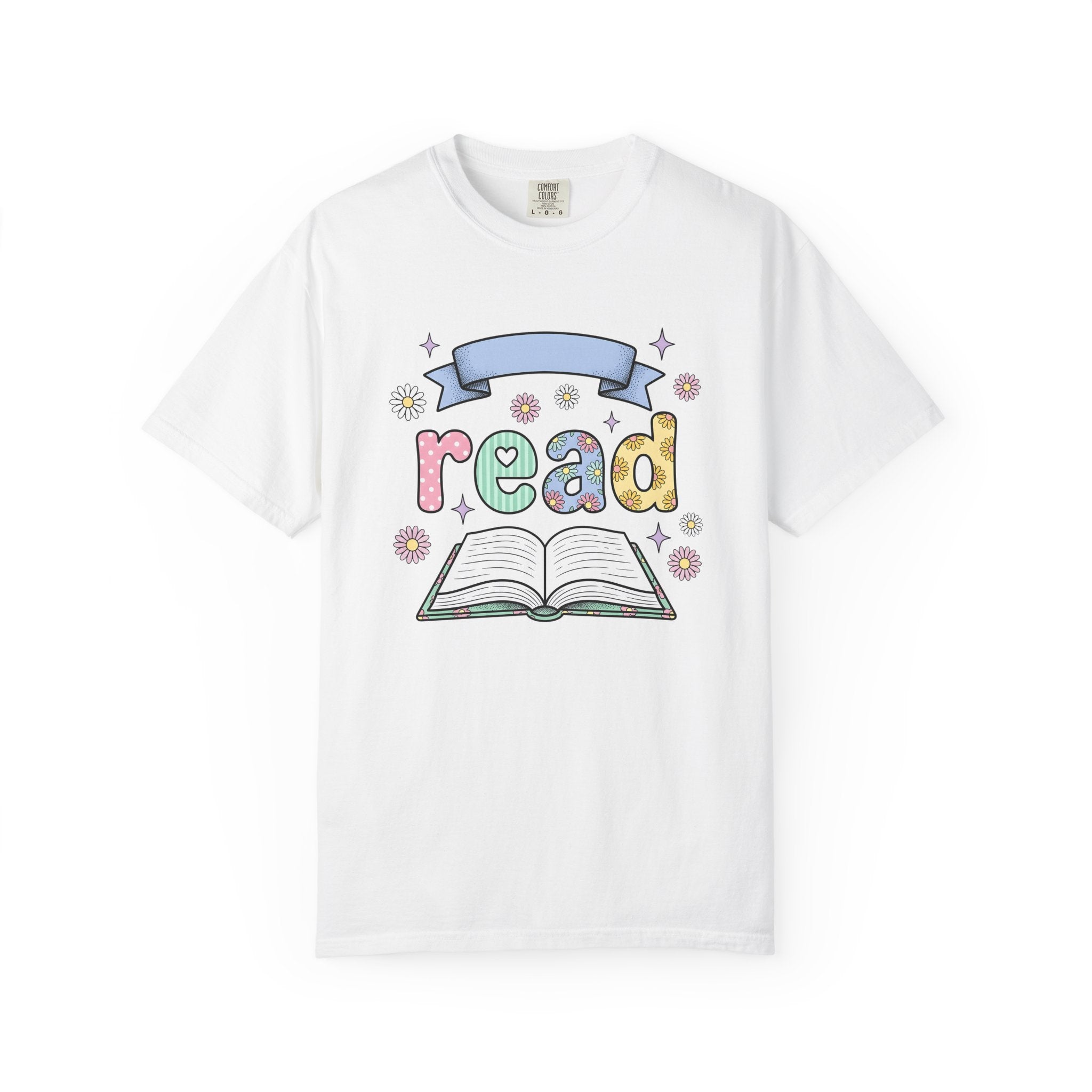 Open Book Shirt Teacher Reading Gift Women Cute Tee Booklet T-Shirt Educator Enthusiast Adorable Tshirt Literacy Graphic Pastel Flowers