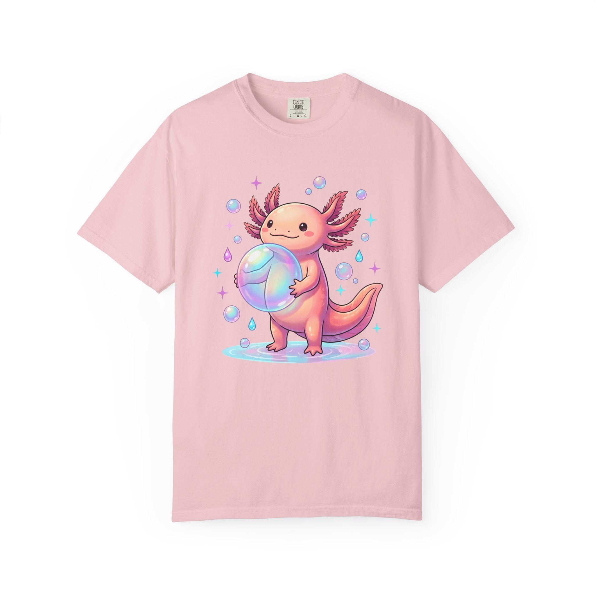 Axolotl Shirt Animals Cute Gift Women Kawaii Tee Mexican Salamander T-Shirt Pet Fan Cute Graphic Tshirt Pastel Bubbles Tshirt