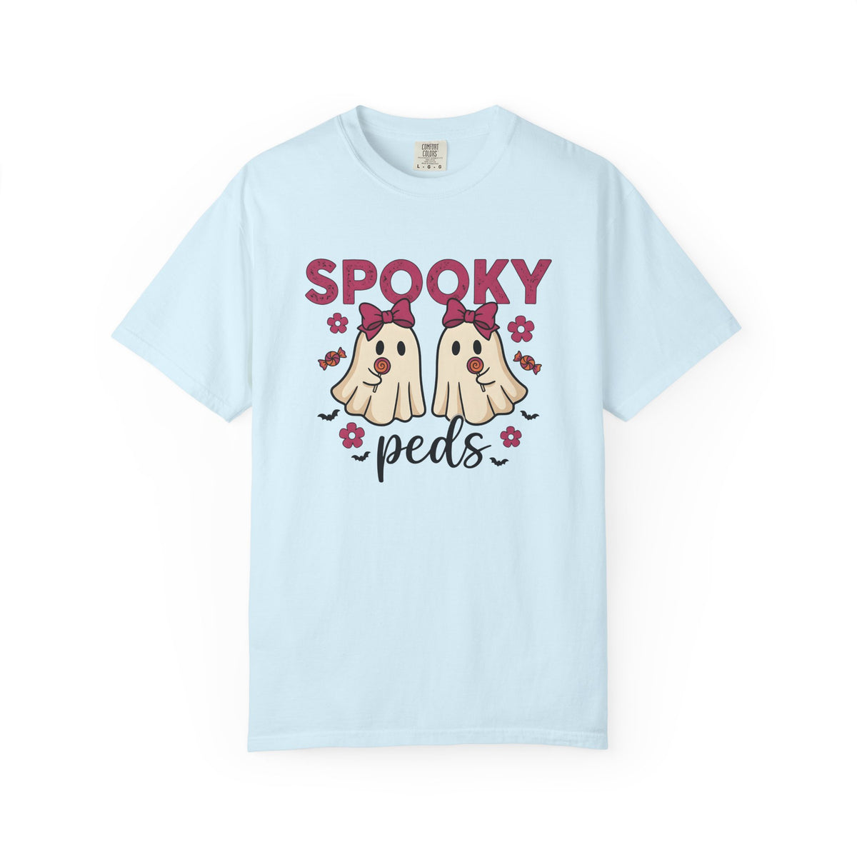 Ghost Candy Shirt Nurses Halloween Gift Women Cute Tee Candy T-Shirt Nurse Enthusiast Kawaii Tshirt Spooky Graphic Hand Drawn Pink Bow