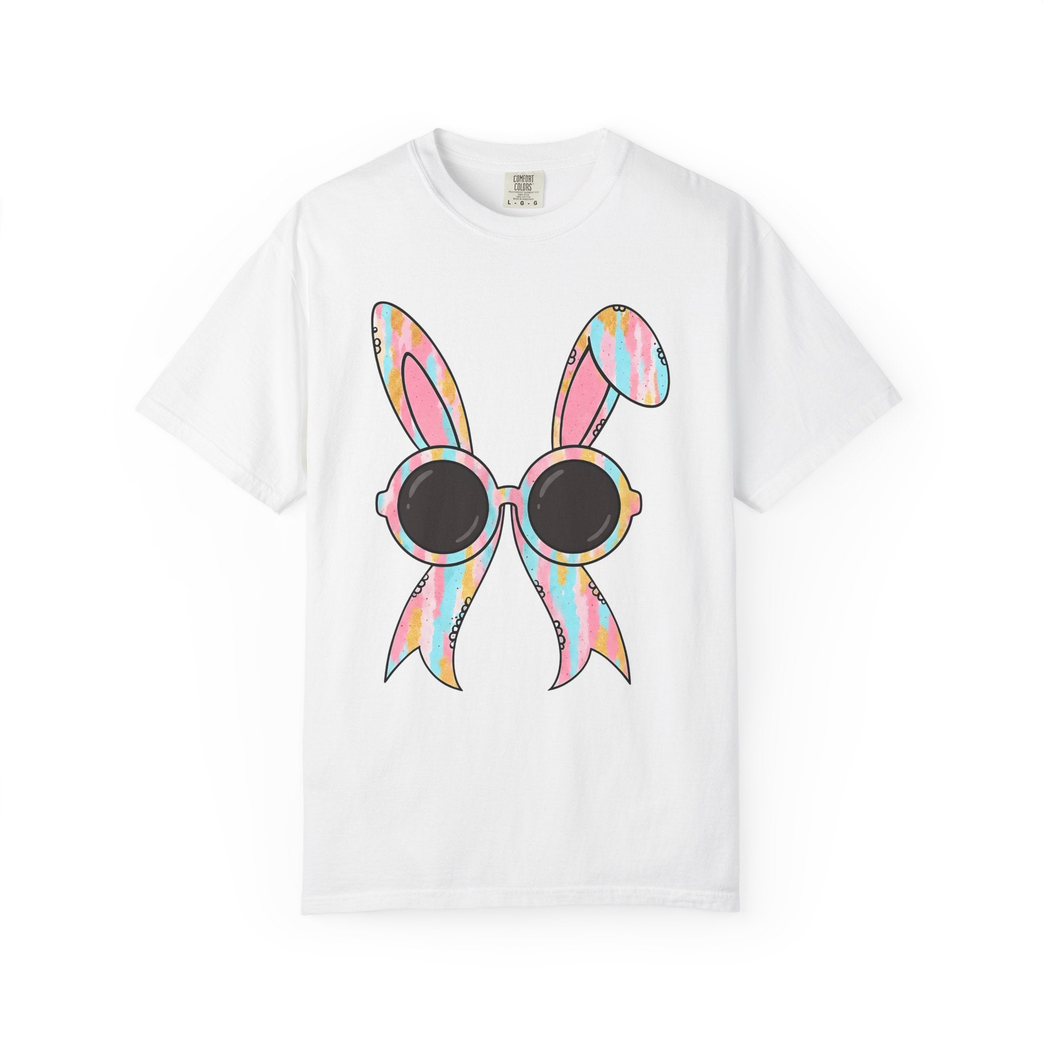 Bunny Glasses Shirt Easter Animal Gift Women Pastel Tee Rabbit T-Shirt Easter Fan Soft Tshirt Creature Graphic Retro Sunglasses Tshirt