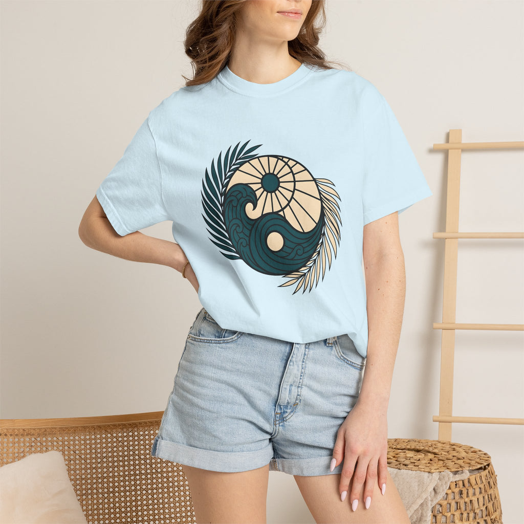 Ocean Sun Tree Shirt Sports Coastal Gift Women Rustic Tee Sea T-Shirt Athlete Fan Beach Graphic Tshirt Simple Frond Tshirt