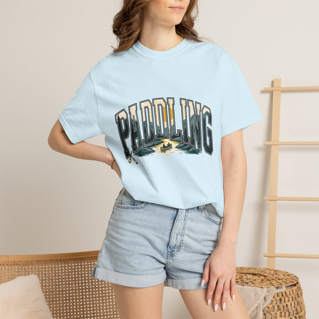 Kayak Stream Shirt Sports Outdoors Gift Women Retro Tee Canoe T-Shirt Athlete Fan Vintage Tshirt Nature Graphic Hand Drawn Oars Tshirt