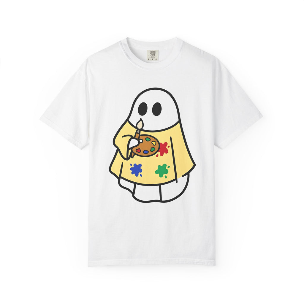 Apparition Artist Shirt Teacher Autumn Gift Women Playful Tee Ghost Artist T-Shirt Educator Enthusiast Whimsical Tshirt Fall Illustration