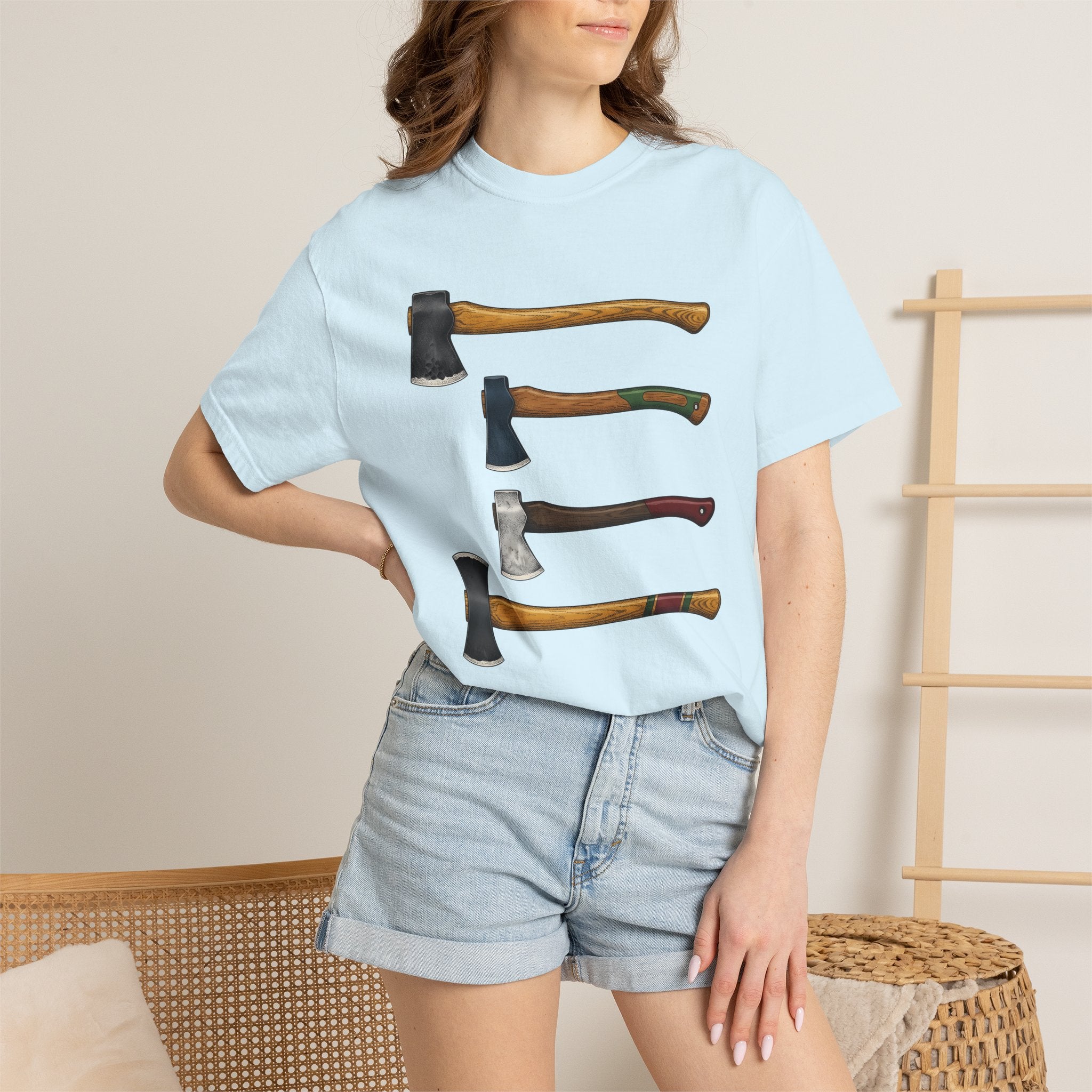 Axe Illustration Shirt Camping Hiking Gift Women Sketch Tee Hatchet T-Shirt Camper Fan Hatchet Tshirt Trekker Graphic Retro Timber Tshirt