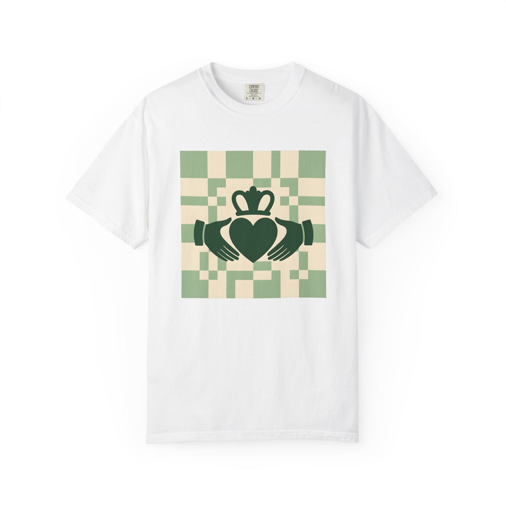 Claddagh Emblem Shirt St Patrick's Day Emerald Isle Gift Women Ethnic Tee Claddagh T-Shirt Irish Fan Celtic Tshirt Ireland Graphic Line Art
