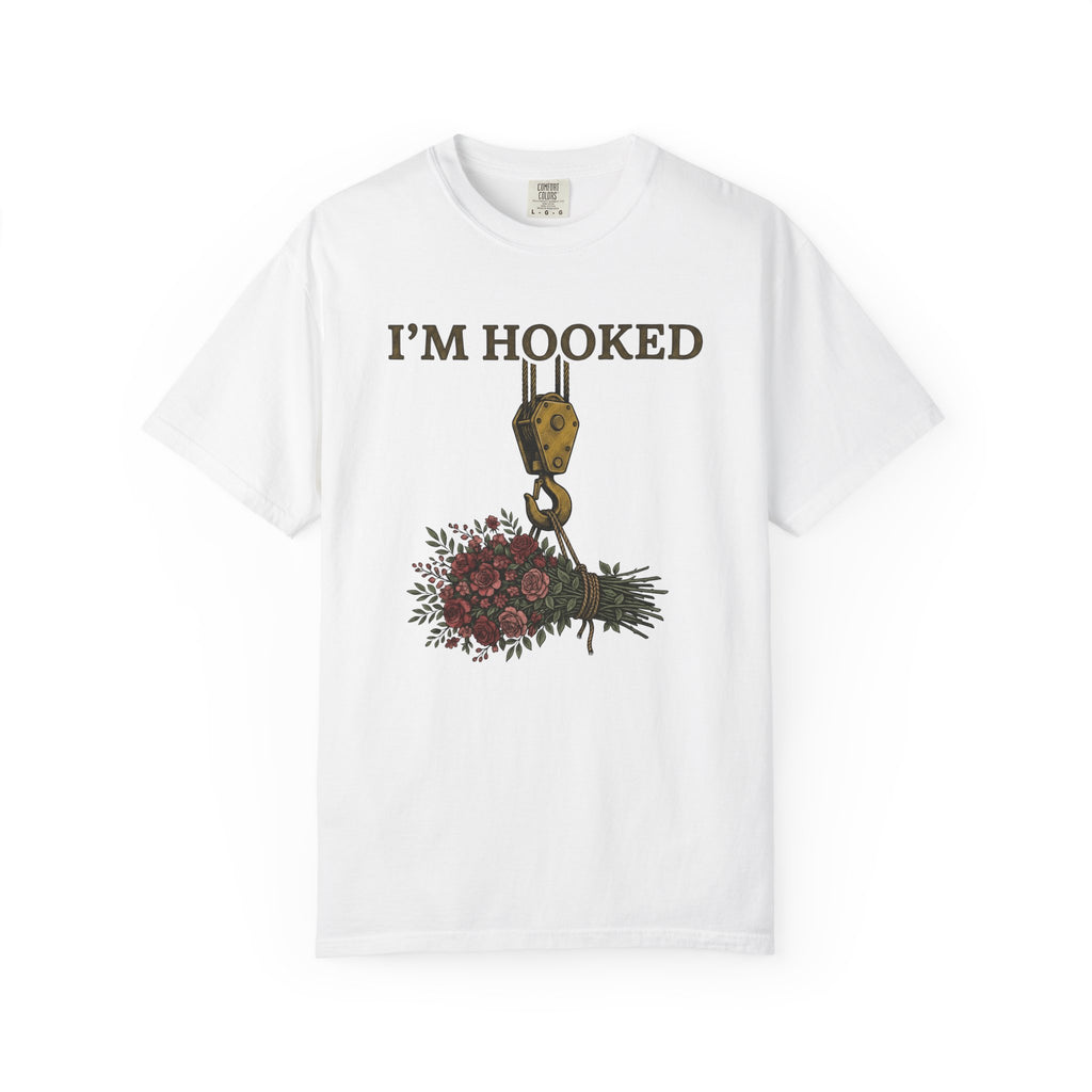 Crane Hook Bouquet Shirt Valentines Day Blossoms Gift Women Hand Painted Tee Hook Arrangement T-Shirt Valentine Fan Painted Art Tshirt