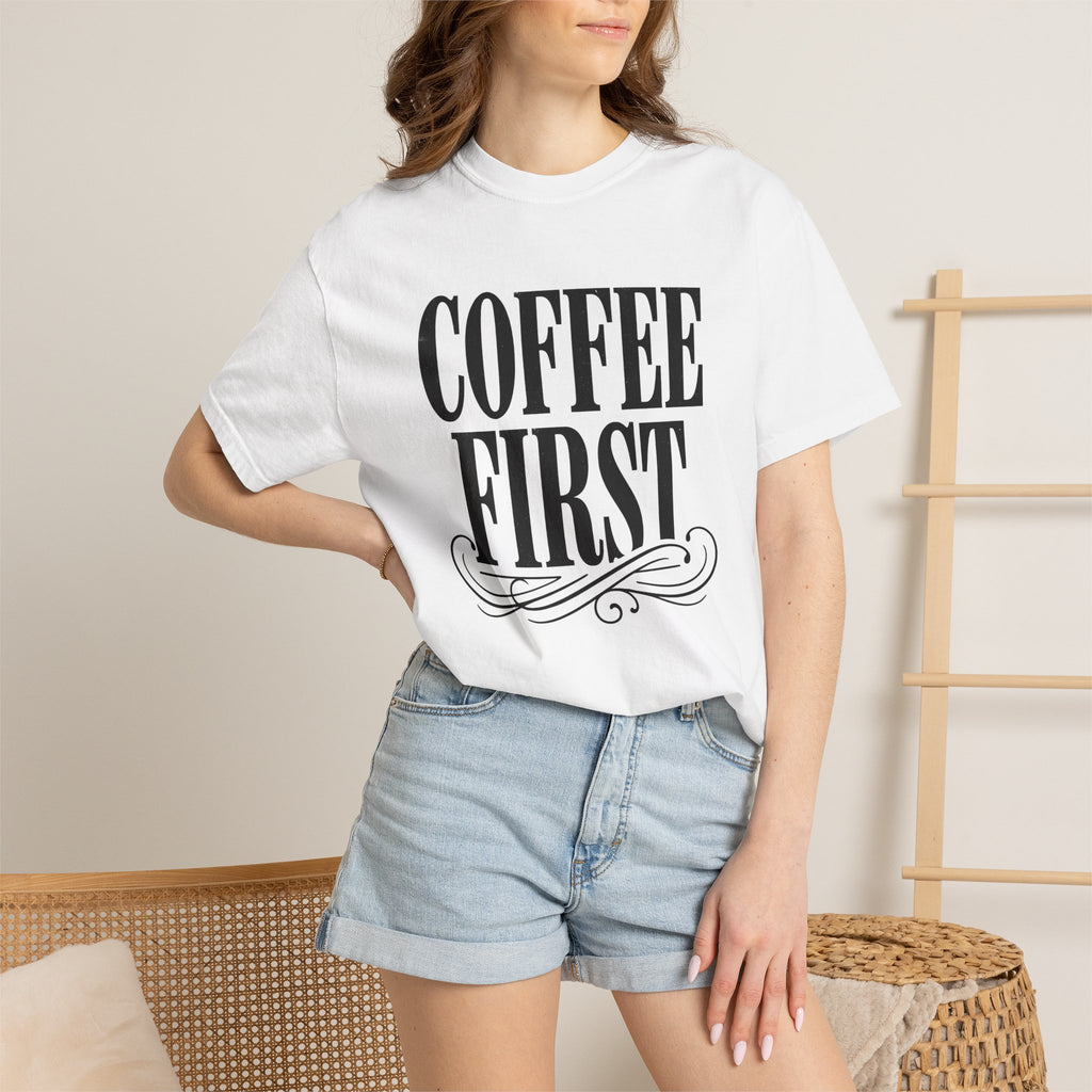 Coffee Quote Shirt Mom Coffee Gift Women Bold Vintage Tee Coffee T-Shirt Mom Fan Vintage Tshirt Caffeine Graphic Retro Swirl Accent Tshirt