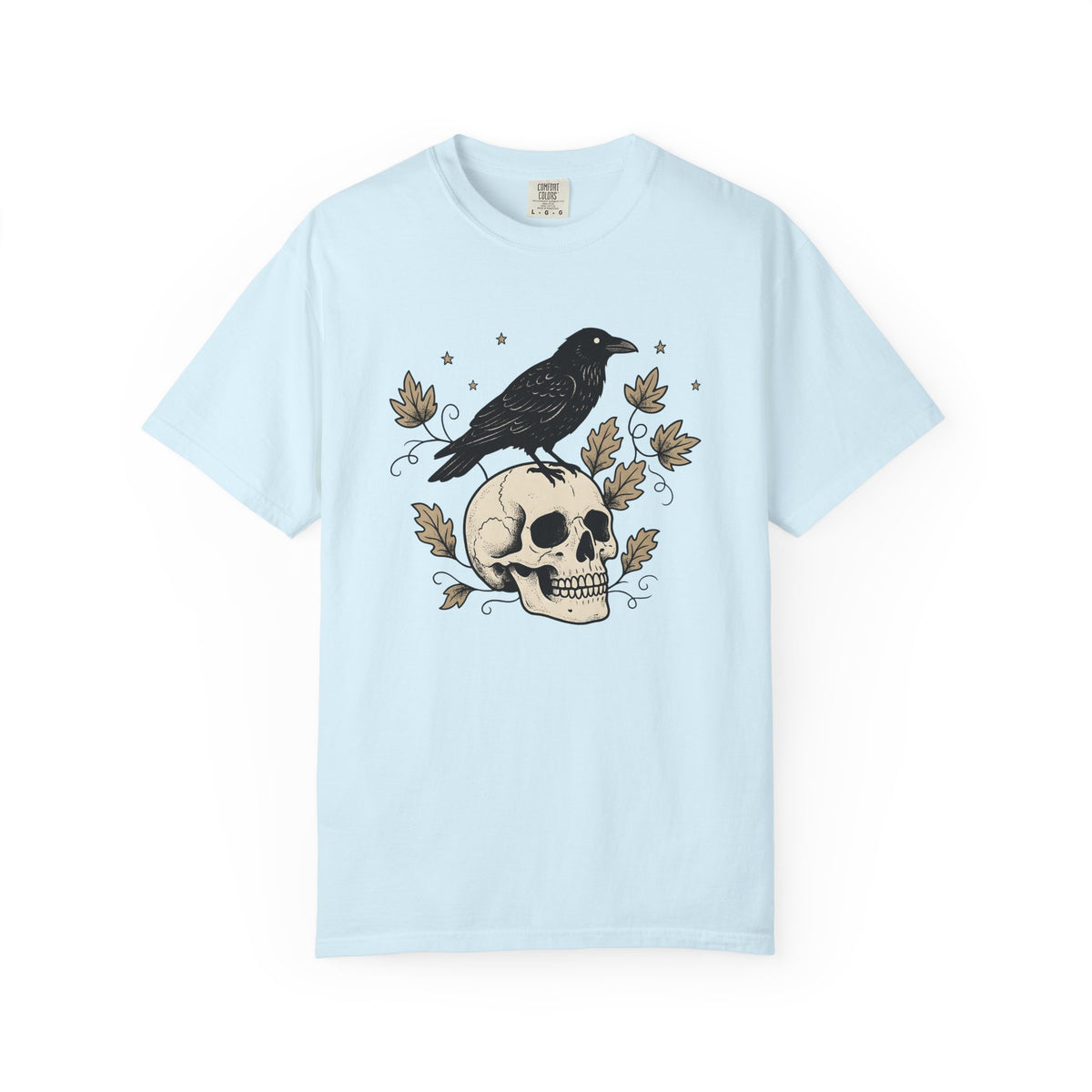 Raven Bone Shirt Halloween Gothic Art Gift Women Illustrative Tattoo Tee Crow T-Shirt Horror Fan Corvid Tshirt Dark Graphic Classic Vintage