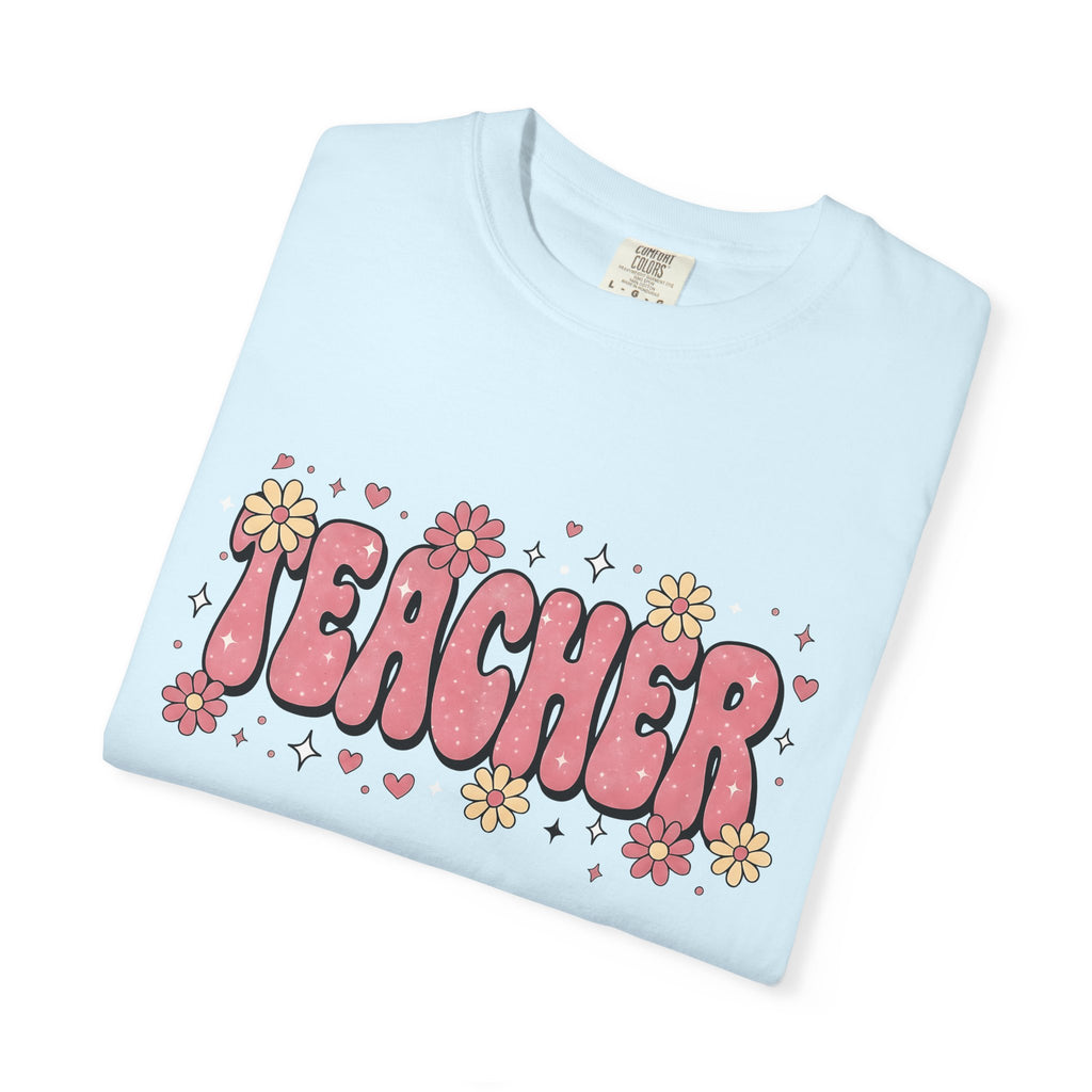 Funky Flowers Shirt Boho Chic School Gift Women Pop Art Tee Floral T-Shirt Hippie Fan Psychedelic Tshirt College Graphic Outline Romantic