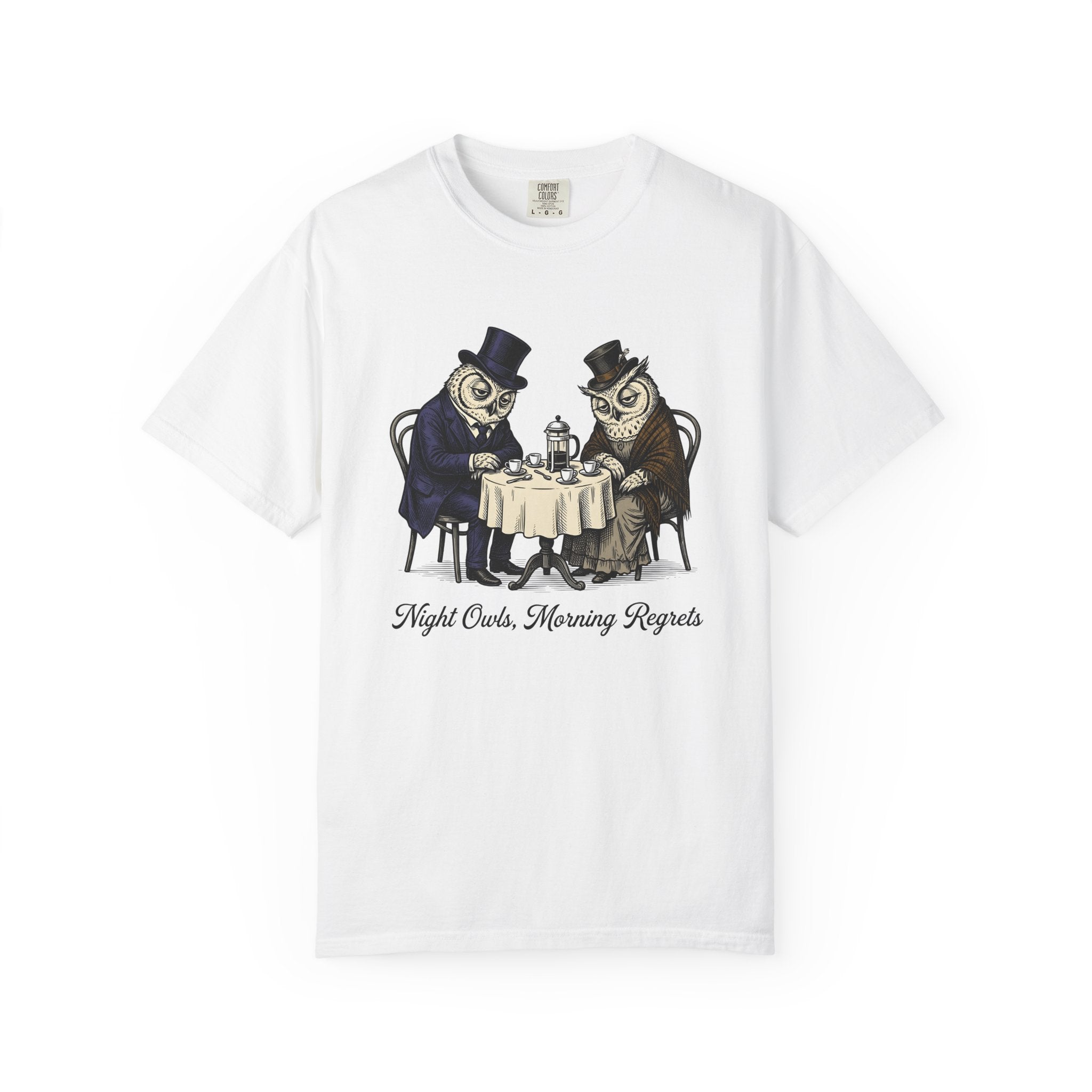 Owl Tea Gathering Shirt Coffee Wildlife Gift Women Retro Tee Owl Party T-Shirt Coffee Fan Animal Graphic Tshirt Sketch Teapot Tshirt