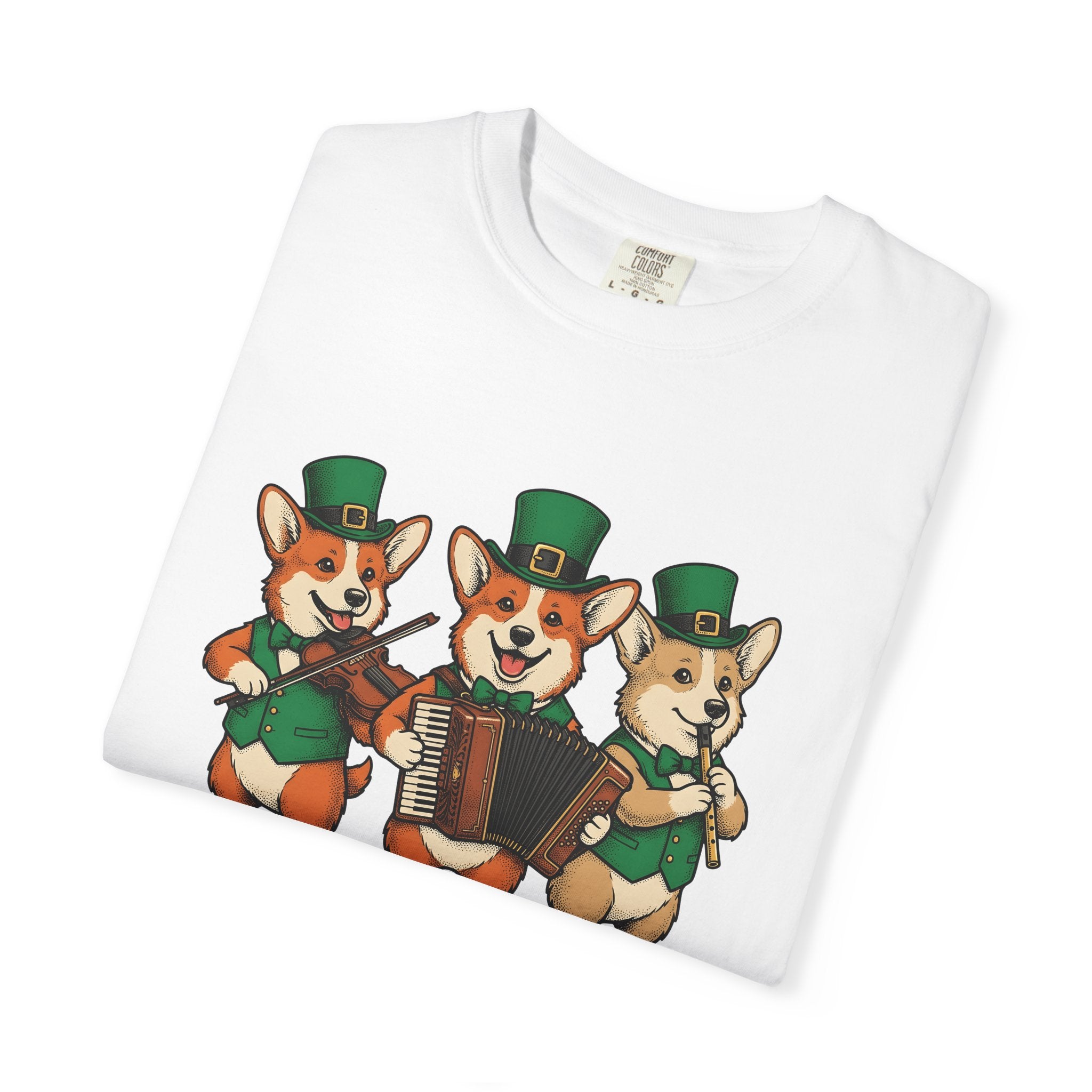 Corgi Band Shirt St Patrick's Day Dog Gift Women Vintage Tee Dog Band T-Shirt St Patricks Fan Retro Tshirt Dog Graphic Hand Drawn Leprechaun